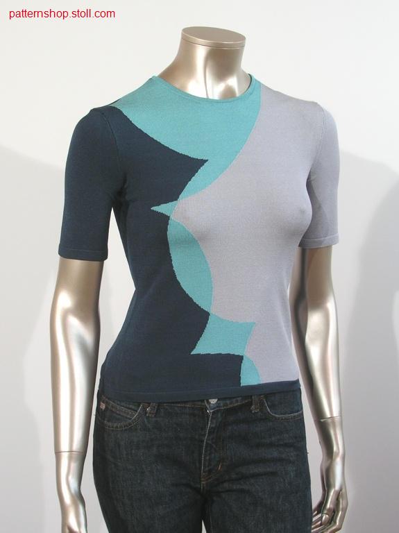 FF-Intarsia short-sleeved jersey pullover / FF-Intarsia Rechts-Links Kurzarmpullover