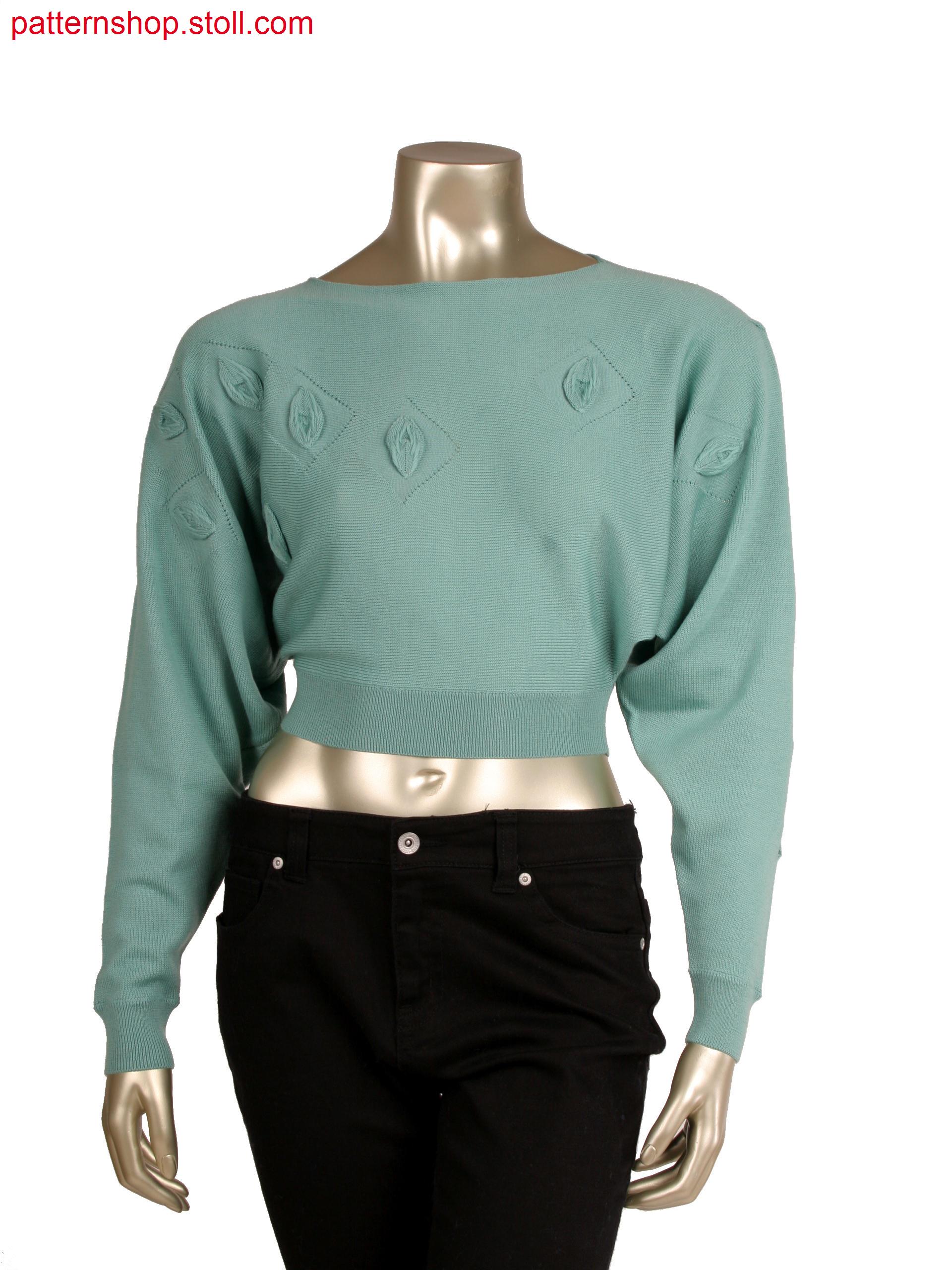 Stoll-multi gauges&reg, Fully Fashion top with asymmetric sleeve opening, extreme gore technique with float arrangement