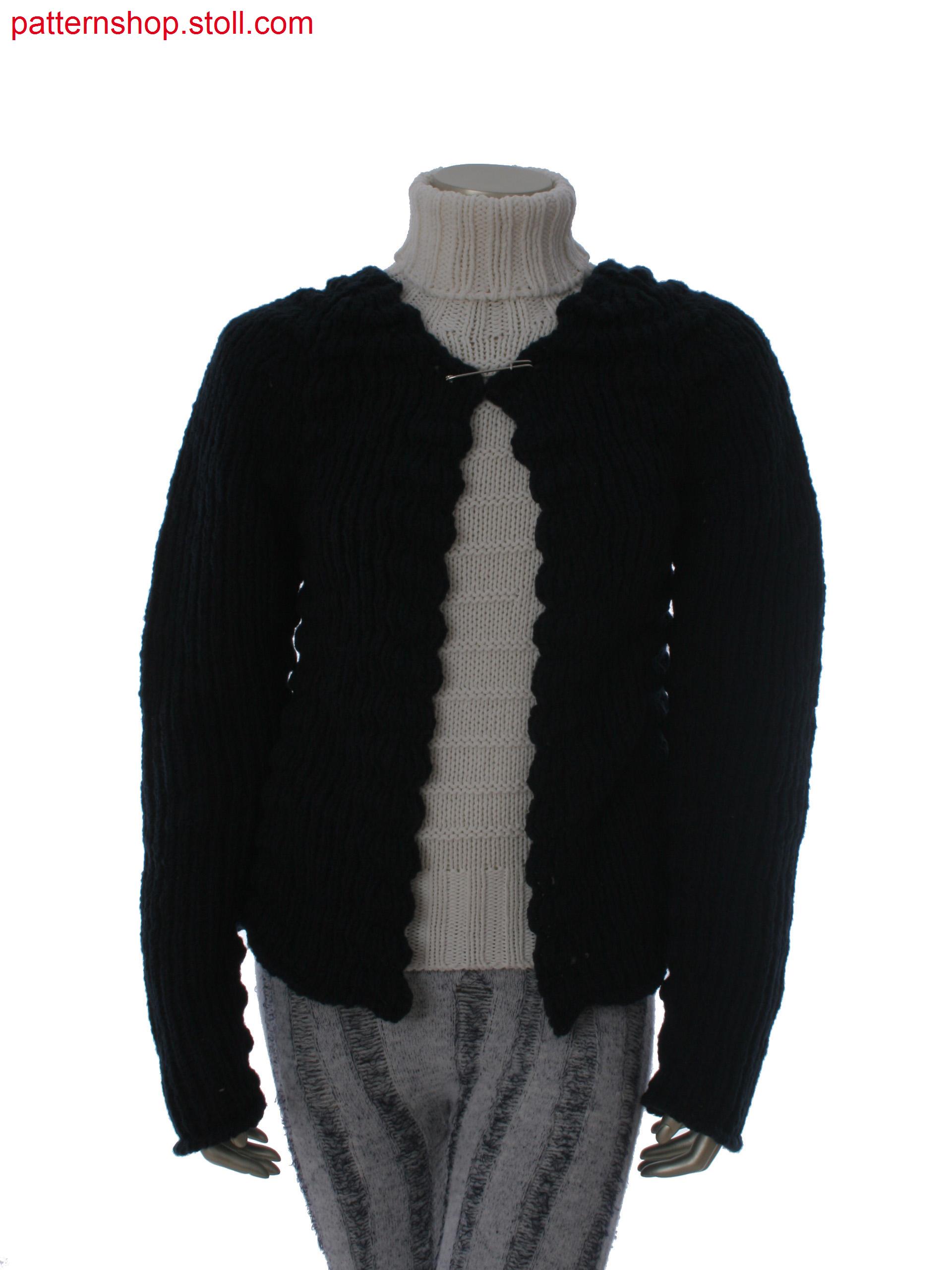 Fully Fashion cardigan in 1x3 jersey structure / Fully Fashion Strickjacke in 1x3 Rechts-Links Struktur
