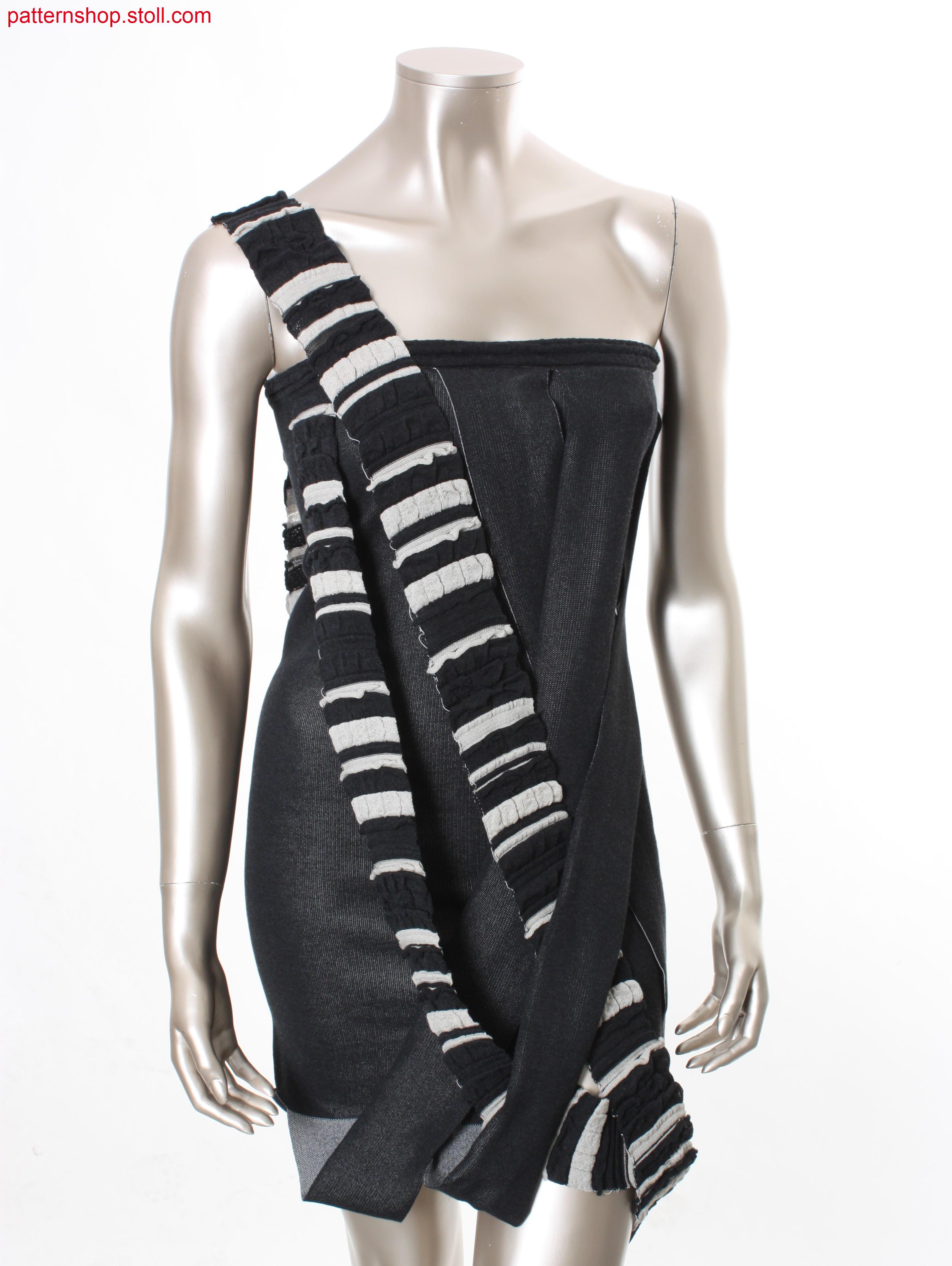 Dress with draped intarsia tapes / Kleid mit drapierten Intarsia B