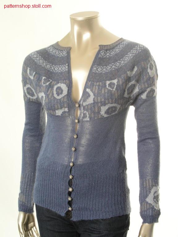 Fair isle jersey cardigan with floral jacquard motive / FairIsle Rechts-Links Strickjacke mit Jacquard-Blumenmotiv