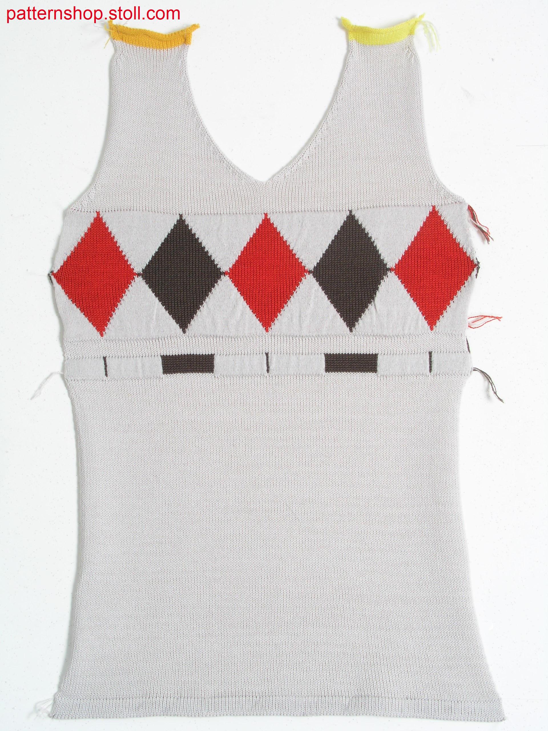 Fully Fashion jersey front with jacquard borders / Fully Fashion Rechts-Links Vorderteil mit Jacquardbord