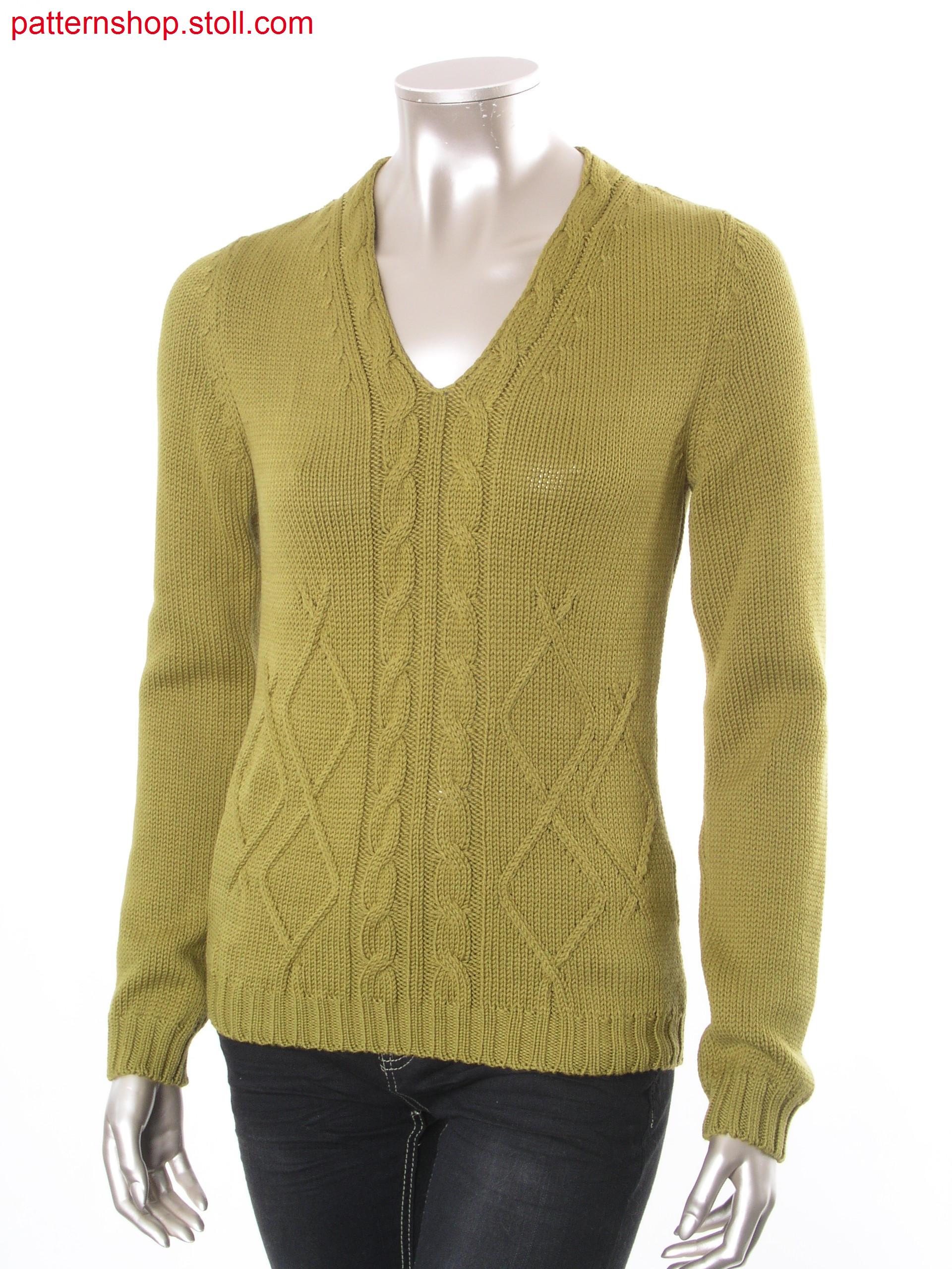 Fully Fashion pullover in 1x1 technique with 2x3 cables / Fully Fashion Pullover in 1x1 Technik mit 2x3 Z