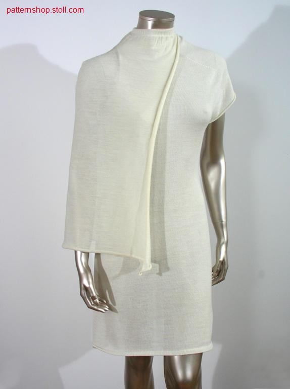 Fitted asymmetric jersey dress with knitted on cape/Tailliertes asymmetrisches Rechts-Links Kleid mit angestricktem Cape