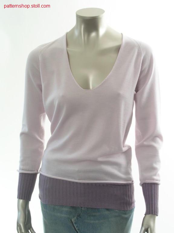 Jersey raglan pullover with horseshoe neckline / Rechts-Links Raglanpullover mit Hufeisenausschnitt