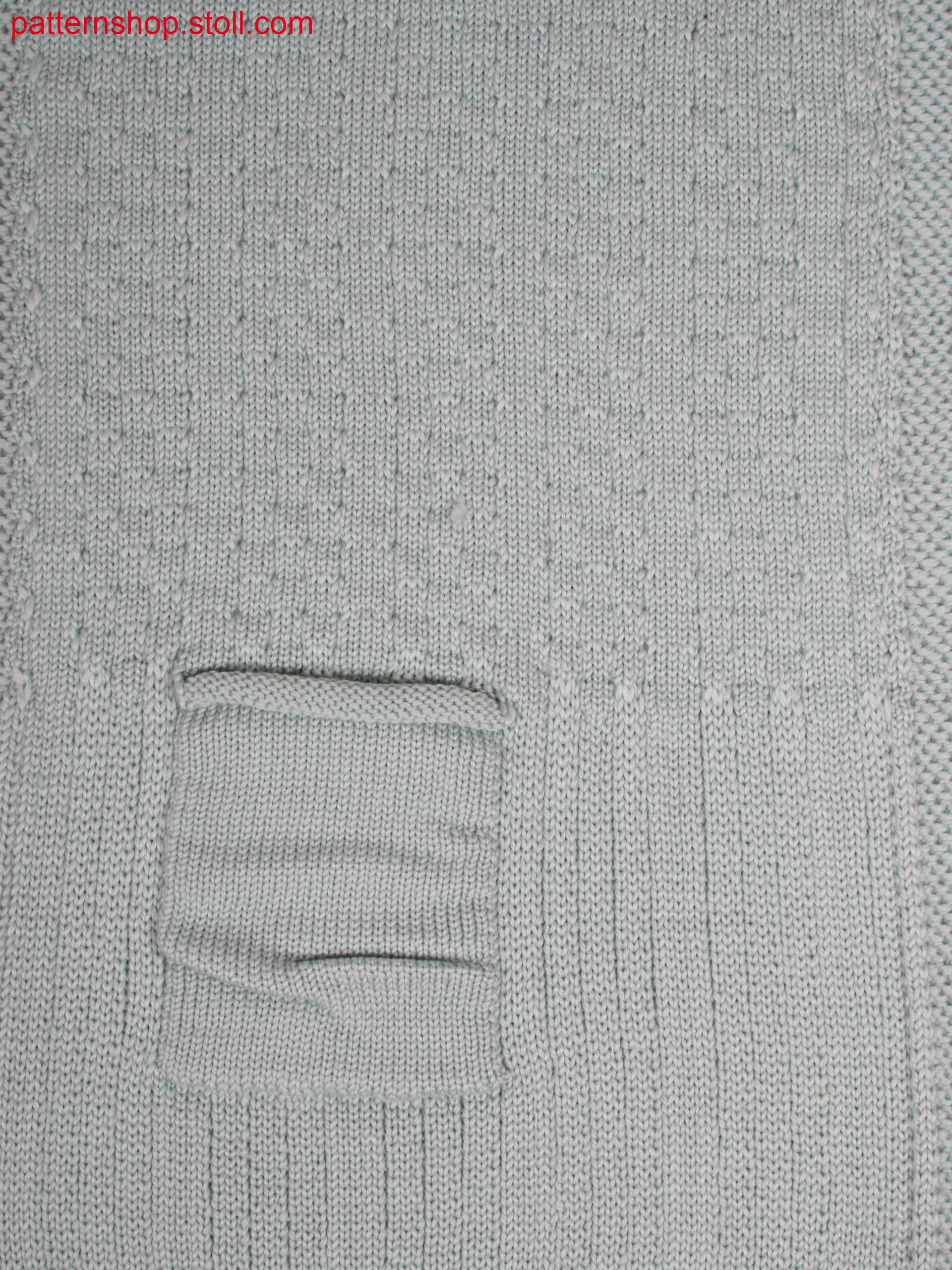 Swatch in 1x1 technique with integrated pockets and float-tuck structure
