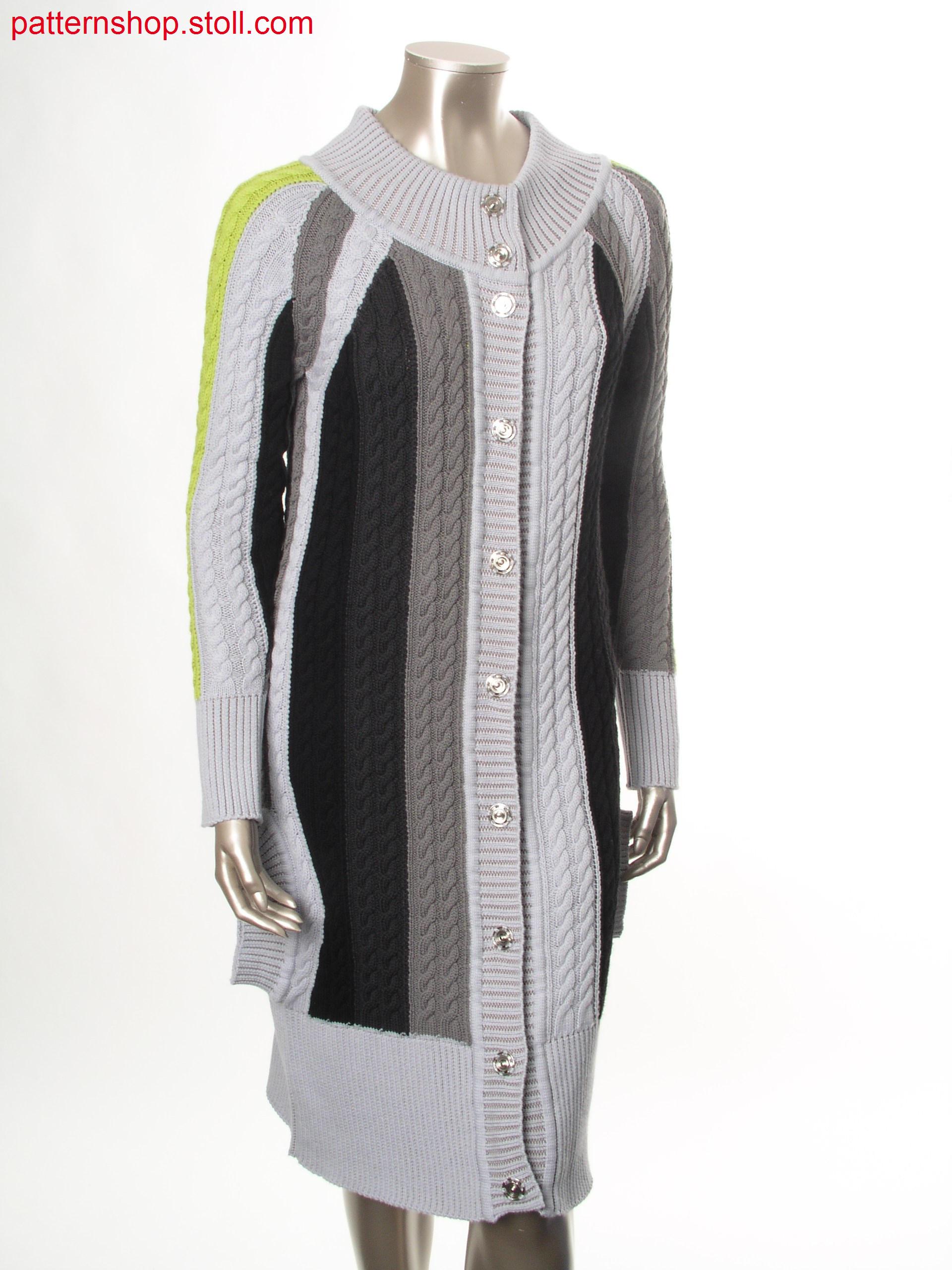 Fully Fashion-intarsia coat with 2x3 cables / Fully Fashion-Intarsia Mantel mit 2x3 Z