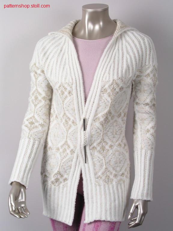 Jacquard cardigan with linked-off 2x2 collar / Jacquard Strickjacke mit abgeketteltem 2x2 Kragen