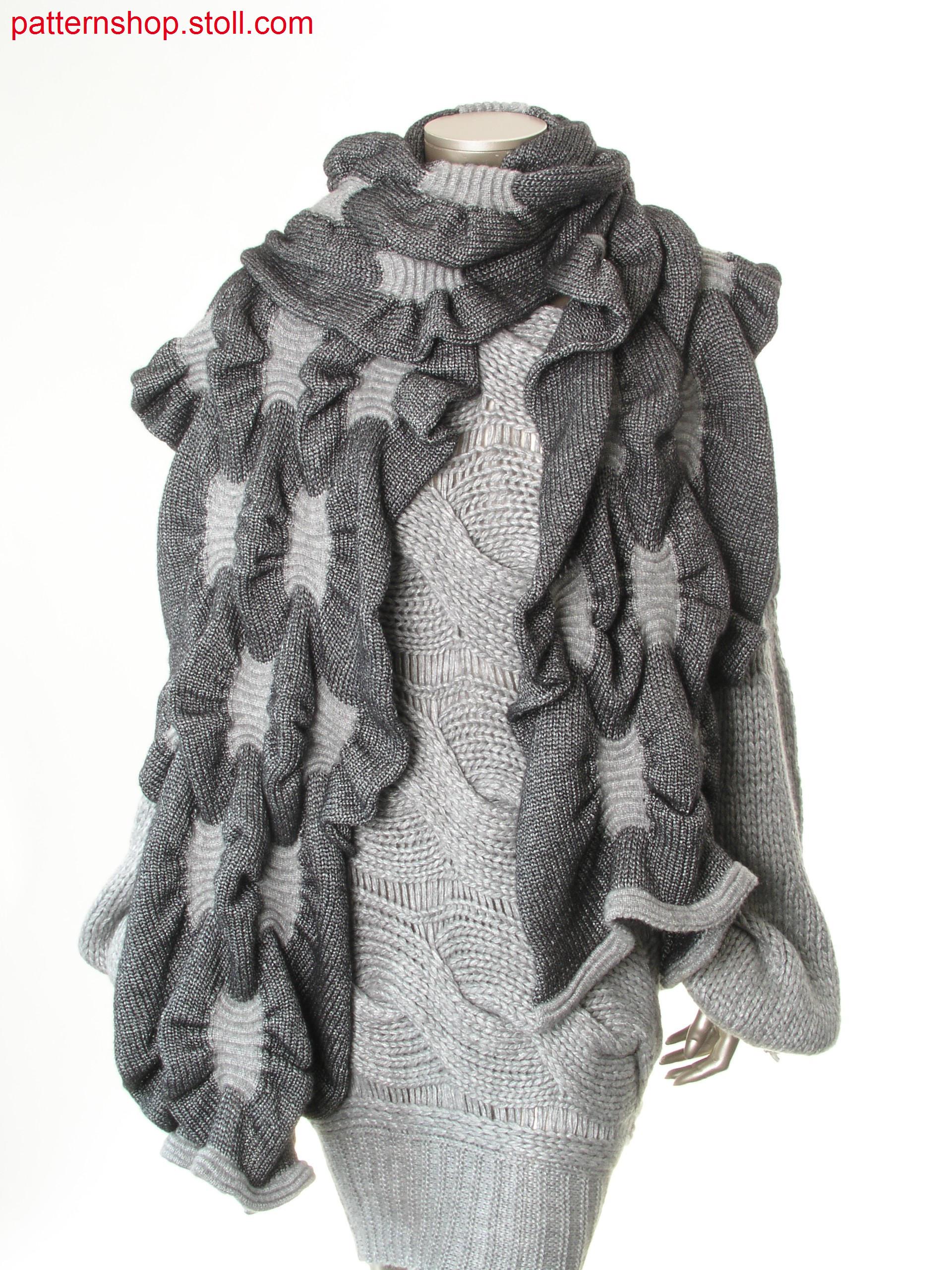 Scarf with gathering by intarsa wave pattern / Schal mit Raffungen durch Intarsia-Wellenmuster