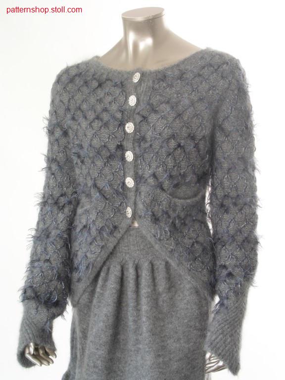 Fitted FF-jersey cardigan with pin-tuck stitches / Taillierte FF-Rechts-Links Strickjacke mit Fang-Zierstichen