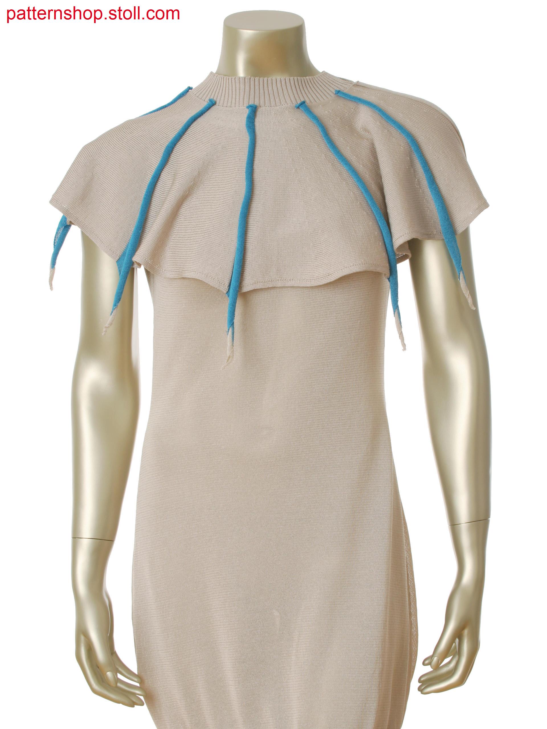 Fully Fashion 2-color shawl with flaps in 1x1 technique and gore technique