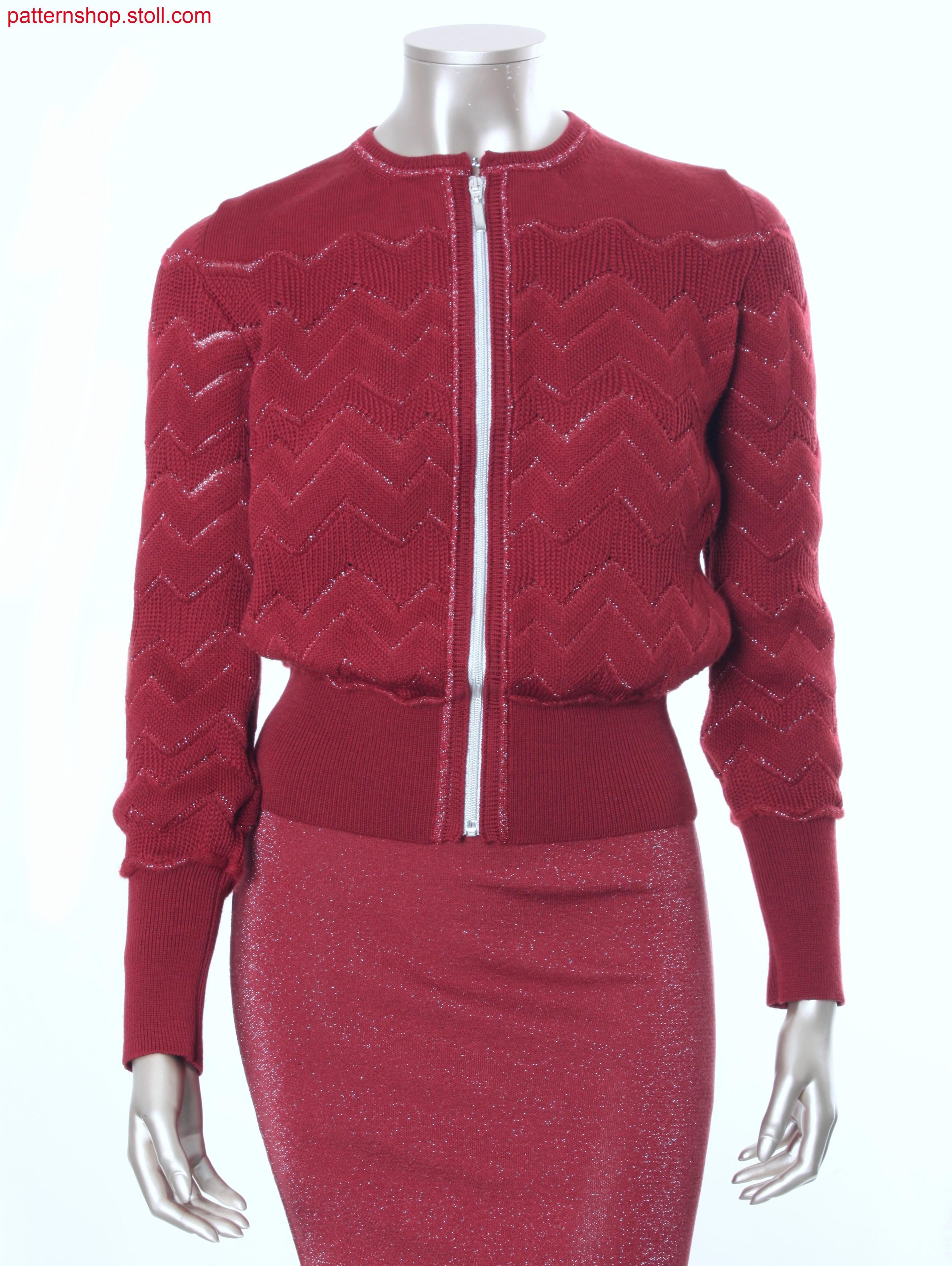 Fully Fashion cardigan with herringbone-racking design / Fully Fashion Strickjacke in Knieversatz-Musterung
