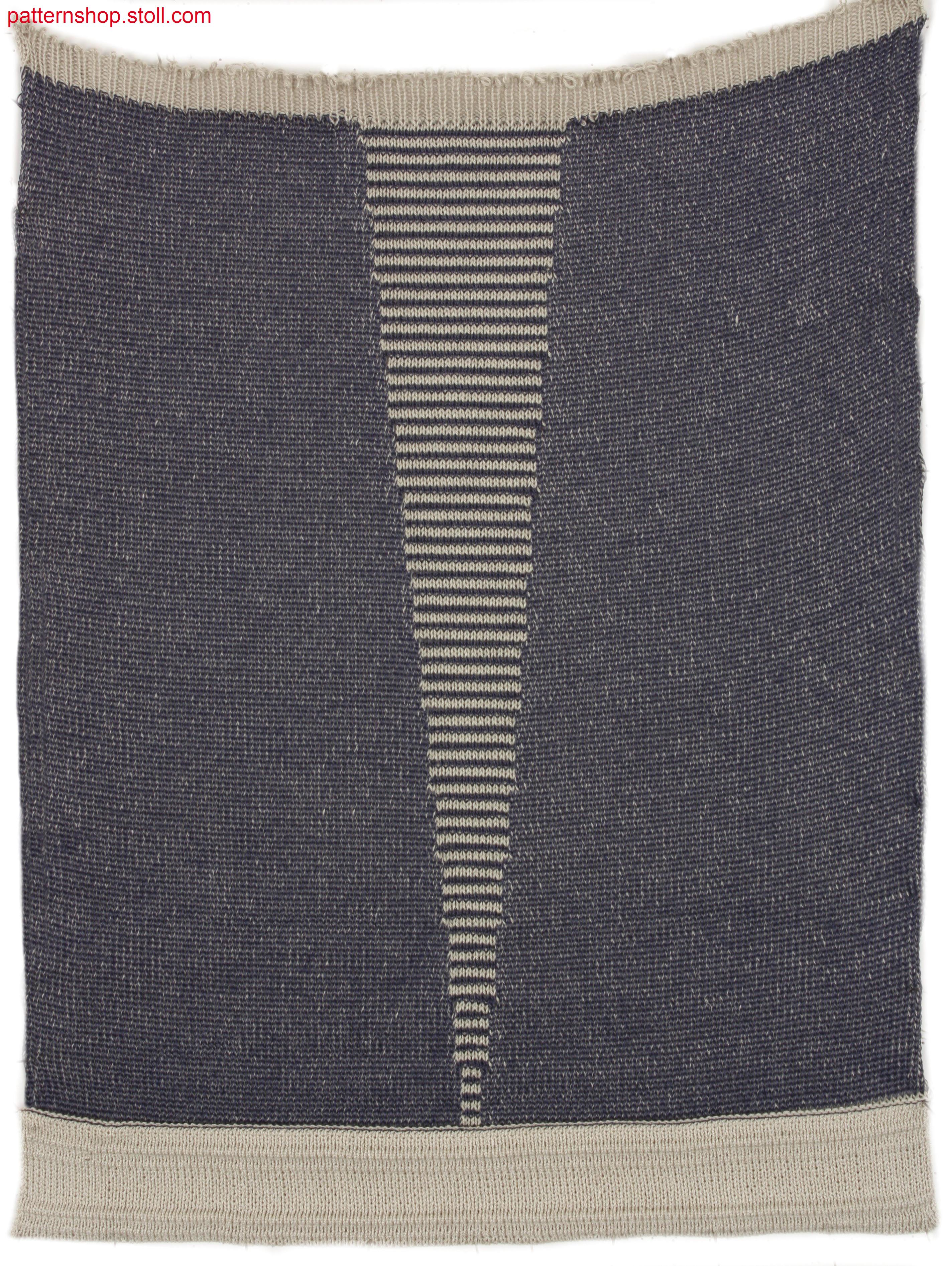 Swatch in plated jersey with striped Milano-rib  / Musterausschnitt in plattiertem Rechts-Links mit Milano-Rib