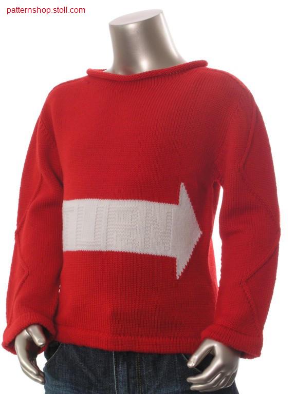 Jersey-Intarsia children's pullover with purl script / Rechts-Links-Intarsia Kinderpullover mit Links-Links Schrift