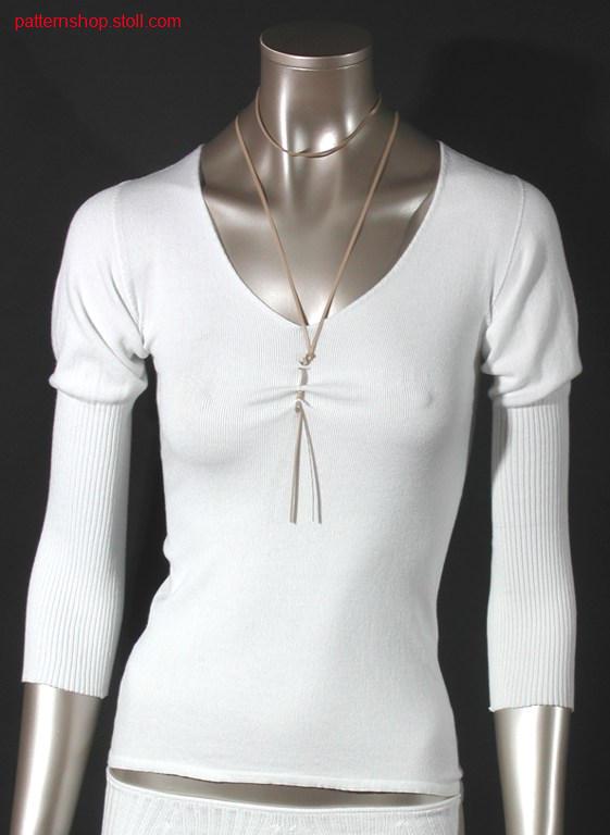 Pullover with knitted on ribsleeves /Pullover mit gerade eingesetzten Ripp