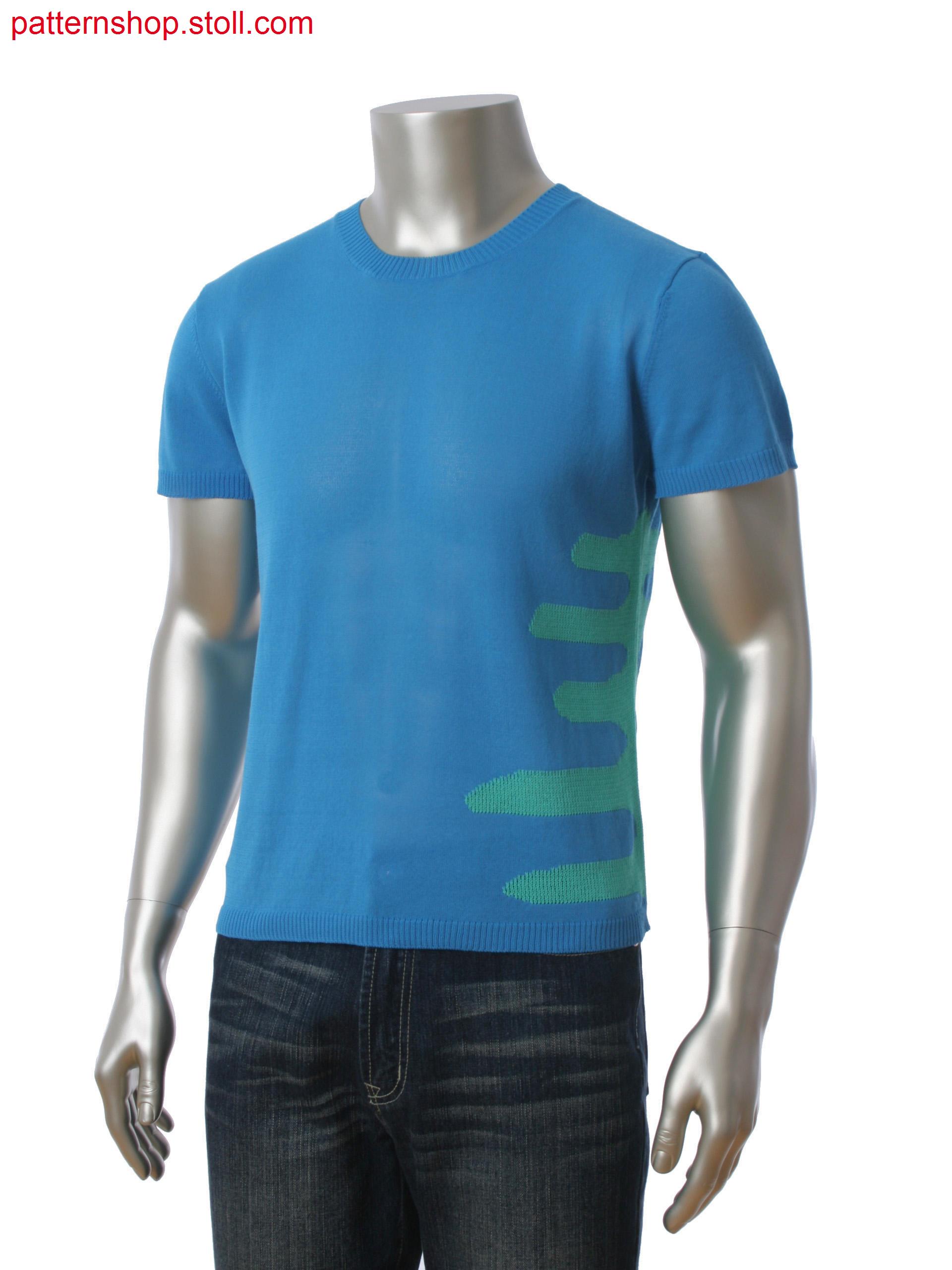 Stoll-multi gauges&reg Fully Fashion T-shirt in 2-color intarsia