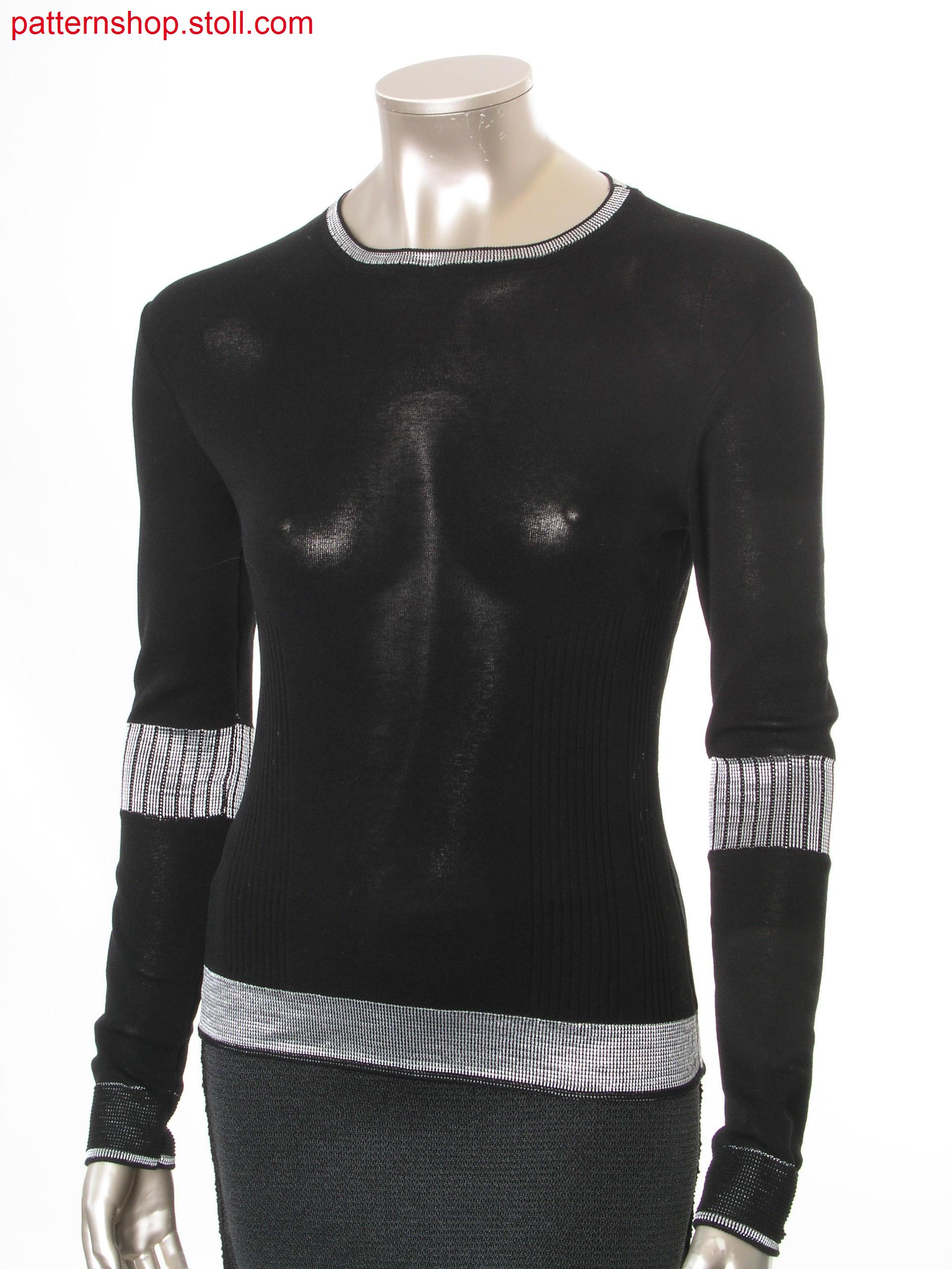 Fitted fully fashion round-neck pullover / Taillierter FullyFashion Rundhals-Pullover in Rechts-Rechts
