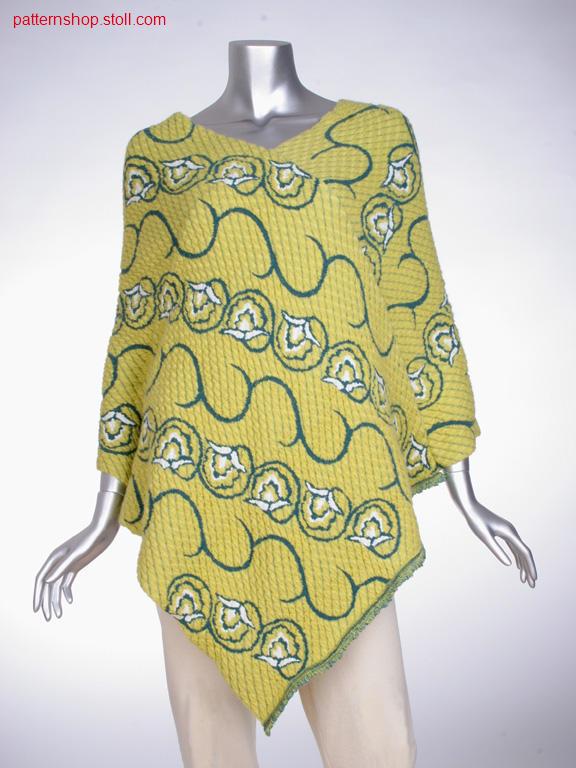 Poncho with 4(3)-colour floral jacquard / Poncho mit 4(3)-farbigem Jacquard-Blumenmotiv