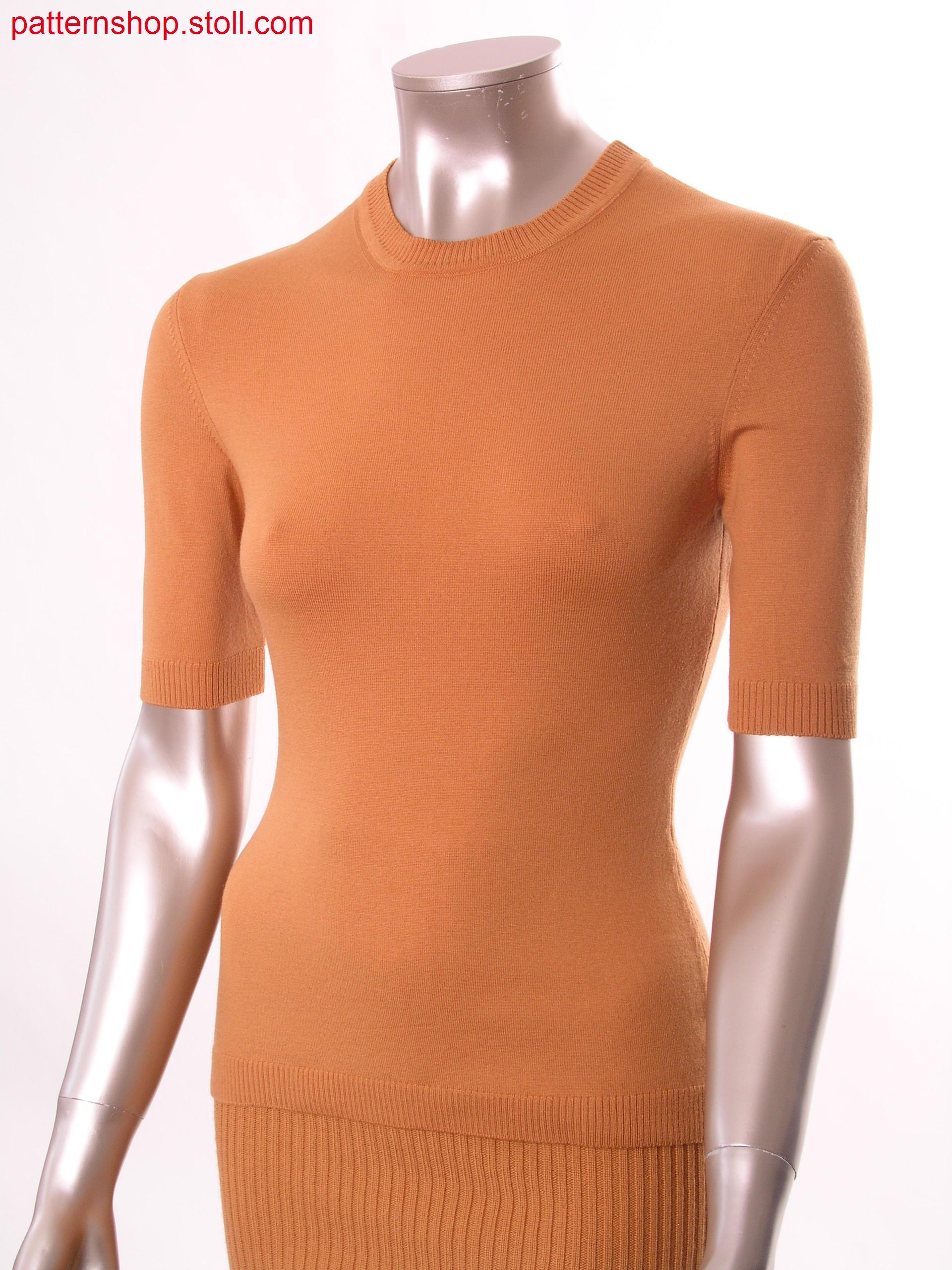 Plated Fully Fashion short-sleeved jersey pullover / Plattierter Fully Fashion Rechts-Links Kurzarmpullover