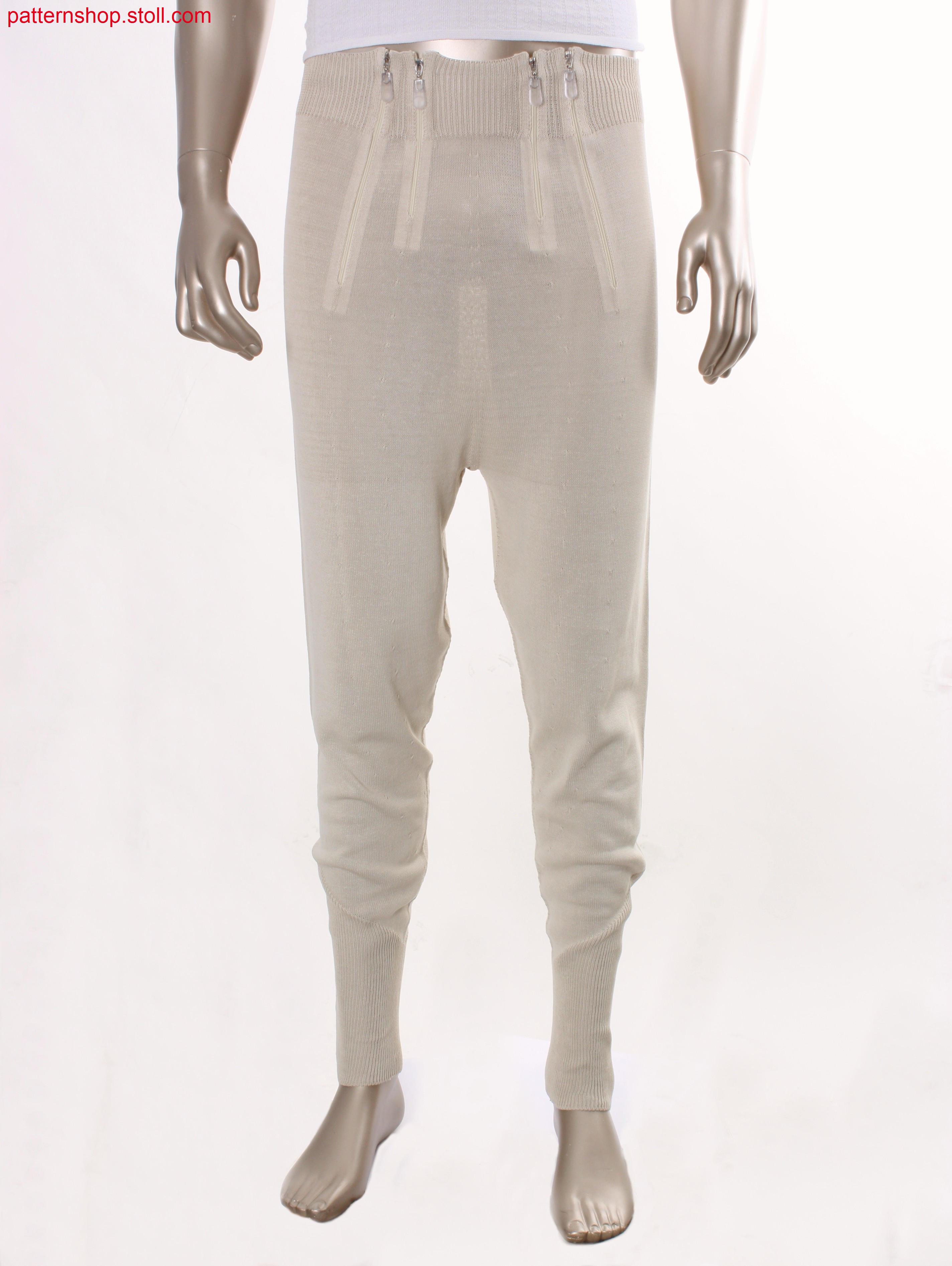 Jersey trousers with bonded zippers / Rechts-Links Hose mit eingeklebten Rei