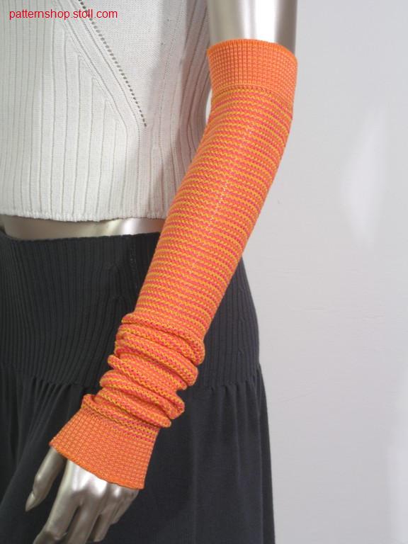 3-colours arm warmer in pointelle structure / 3-farbige Armstulpe in Petinetstruktur