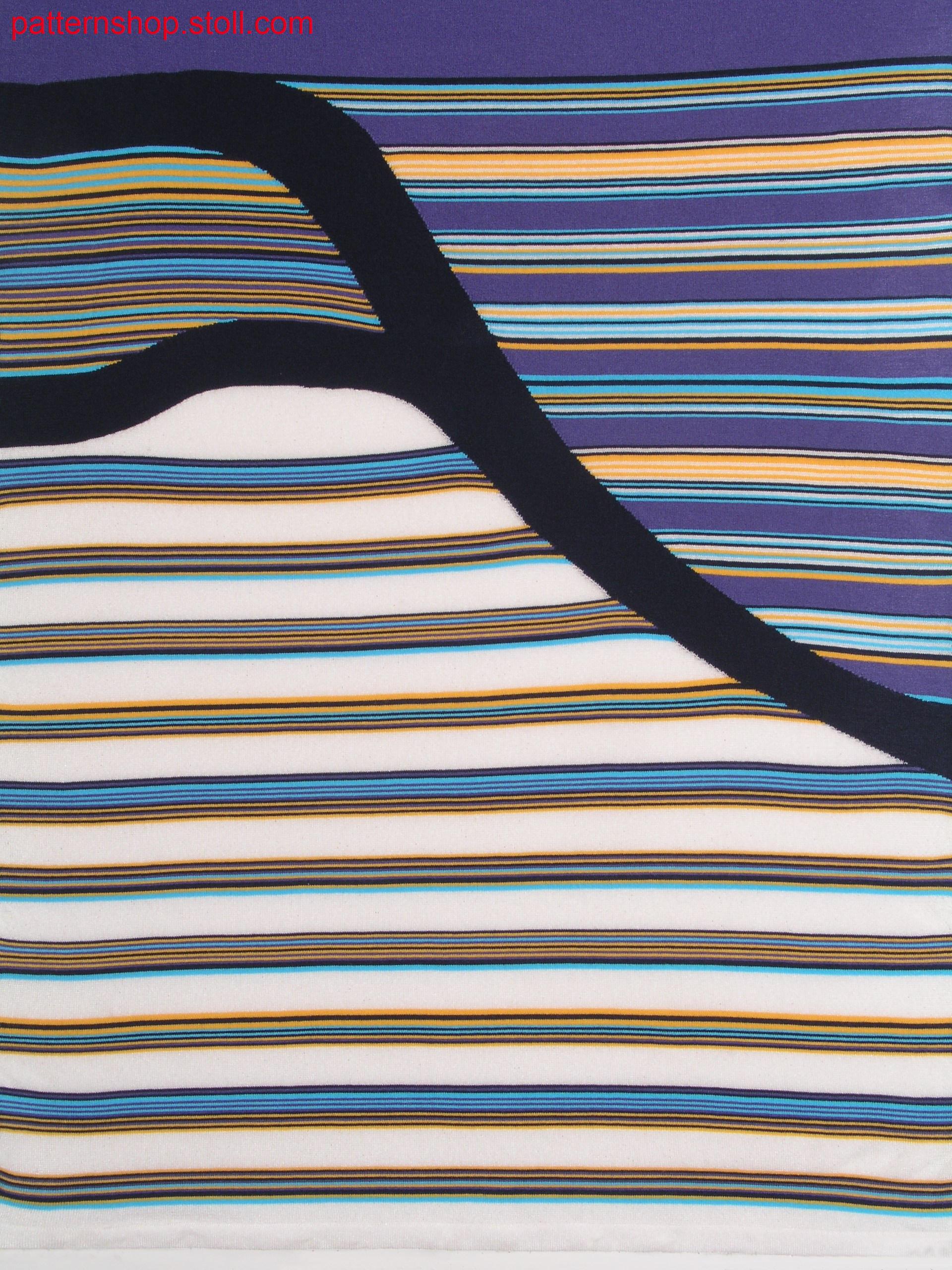 Hooped pattern with intarsia motif and gore technique / Ringelmuster mit Intarsiamotiv und Spickeltechnik