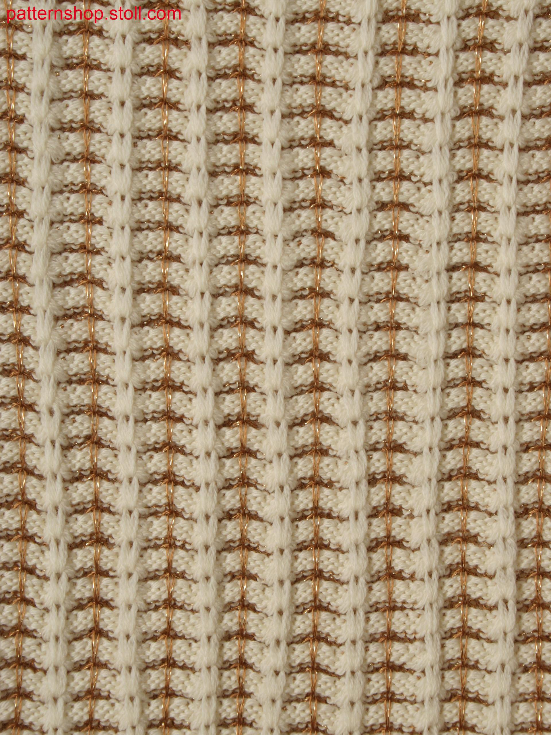 Knitting swatch with tuck.