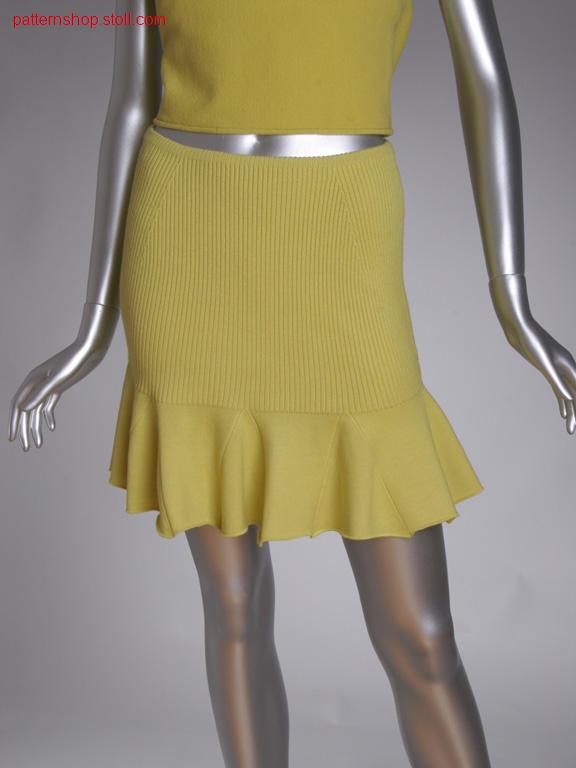 Fully fashion mini skirt in 2x2 rib with jersey flounce / Fully Fashion Minirock in 2x2 Rippe mit Rechts-Links Volant