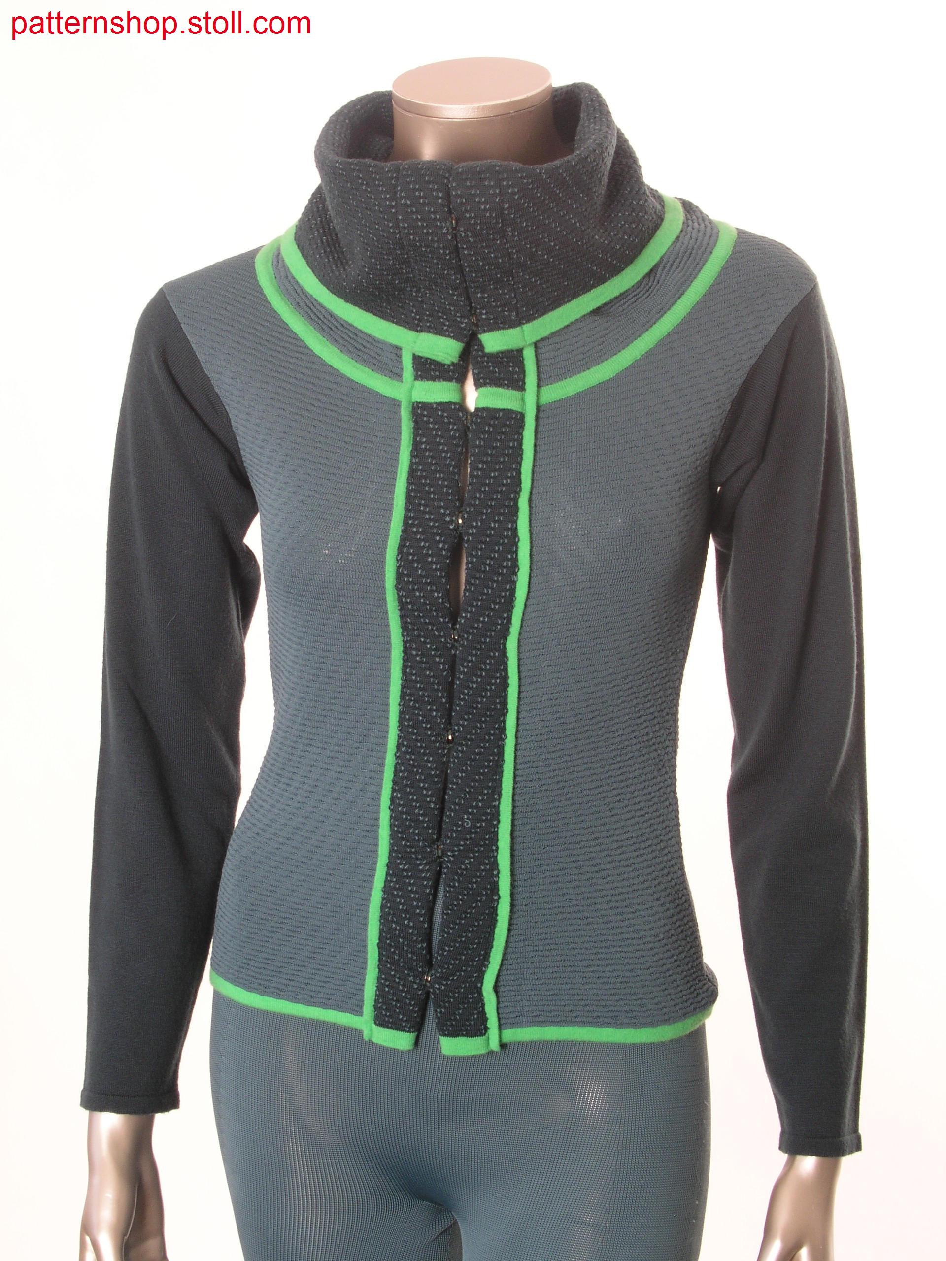 Cardigan with  2-colour tubular fabric / Strickjacke mit  2-farbigem Schlauchgestrick