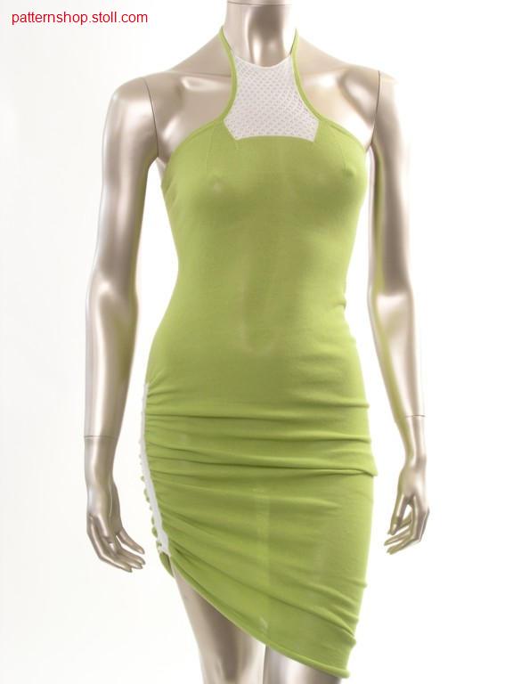 Gathered strapless intarsia neck-holder dress / Gerafftes schulterfreies Intarsia Neckholderkleid