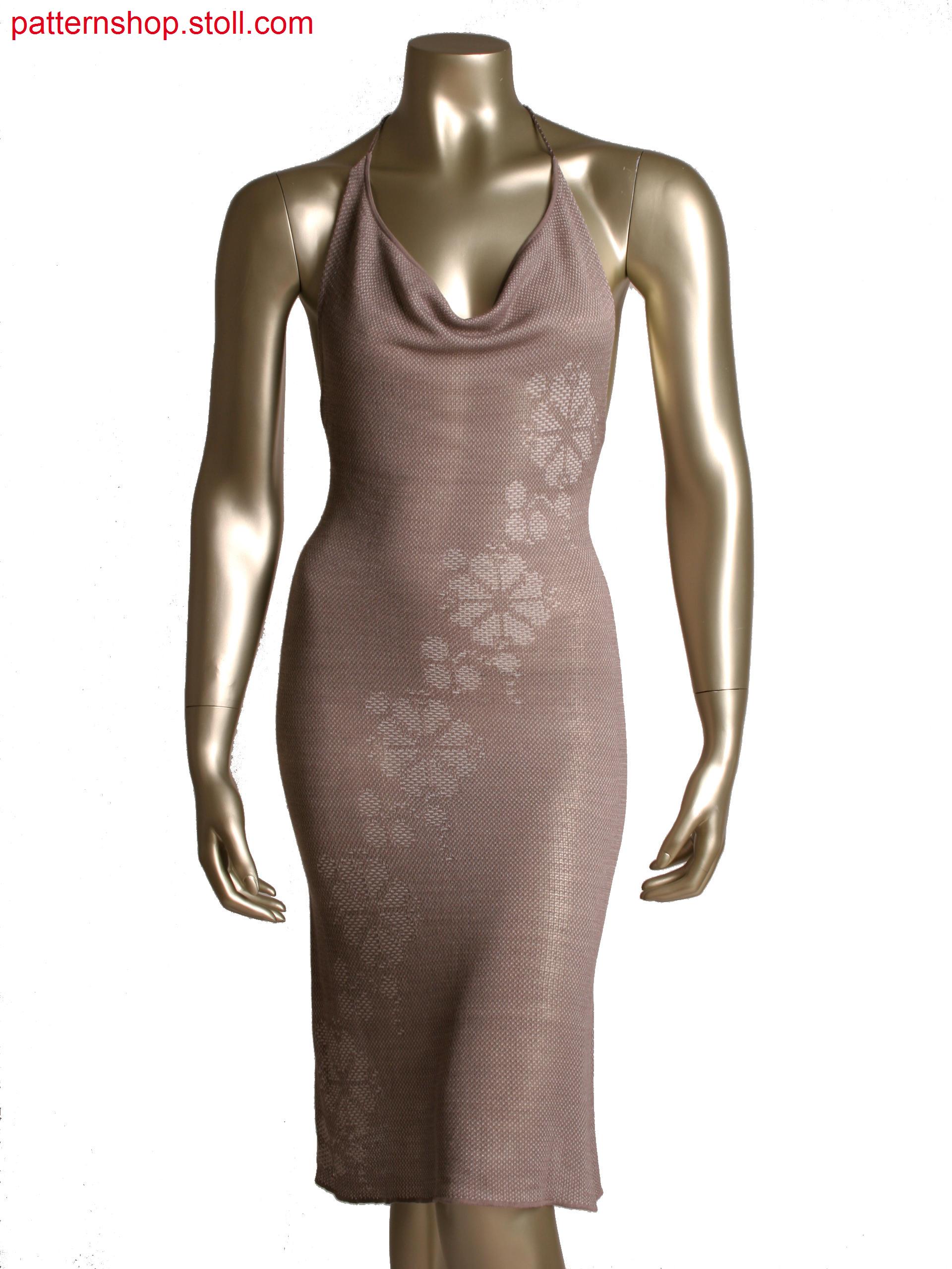 Fully Fashion dress,2 colour structure with pointelle,transfer for motif