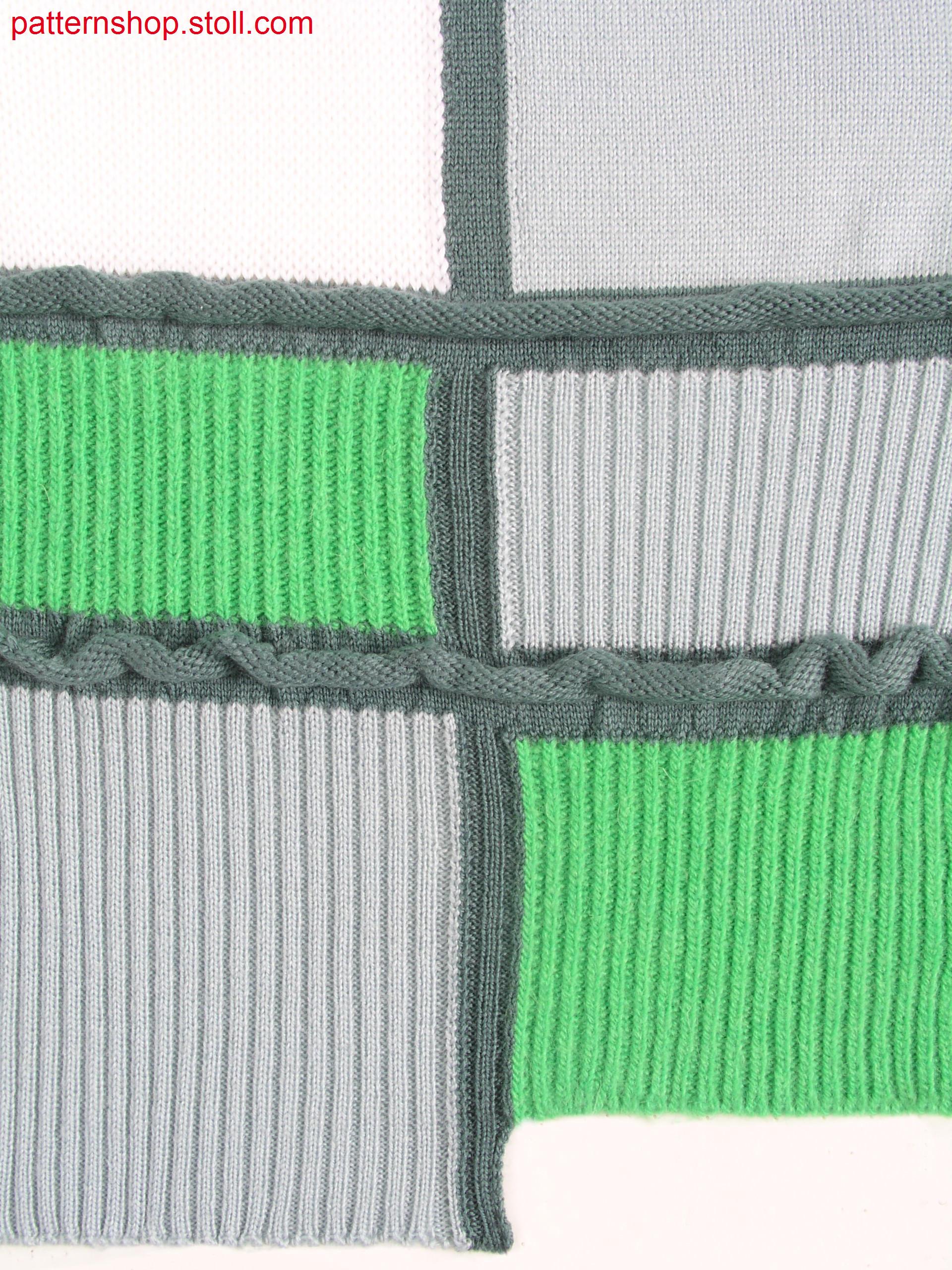 Intarsia swatch with hem starts at different heights / Intarsia Musterausschnitt mit unterschiedlicher Anfangsh