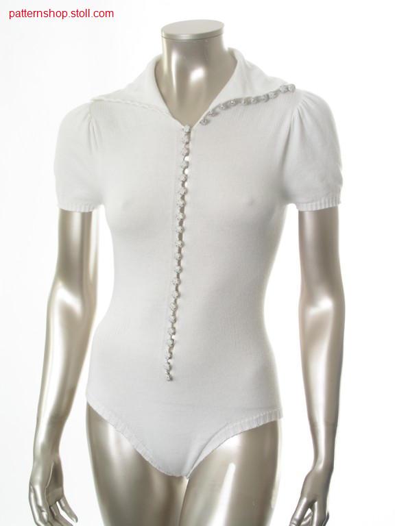 Fitted short-sleeved jersey body-suit with puff sleeves / Taillierter Rechts-Links kurzarm Body-Suit mit Puff