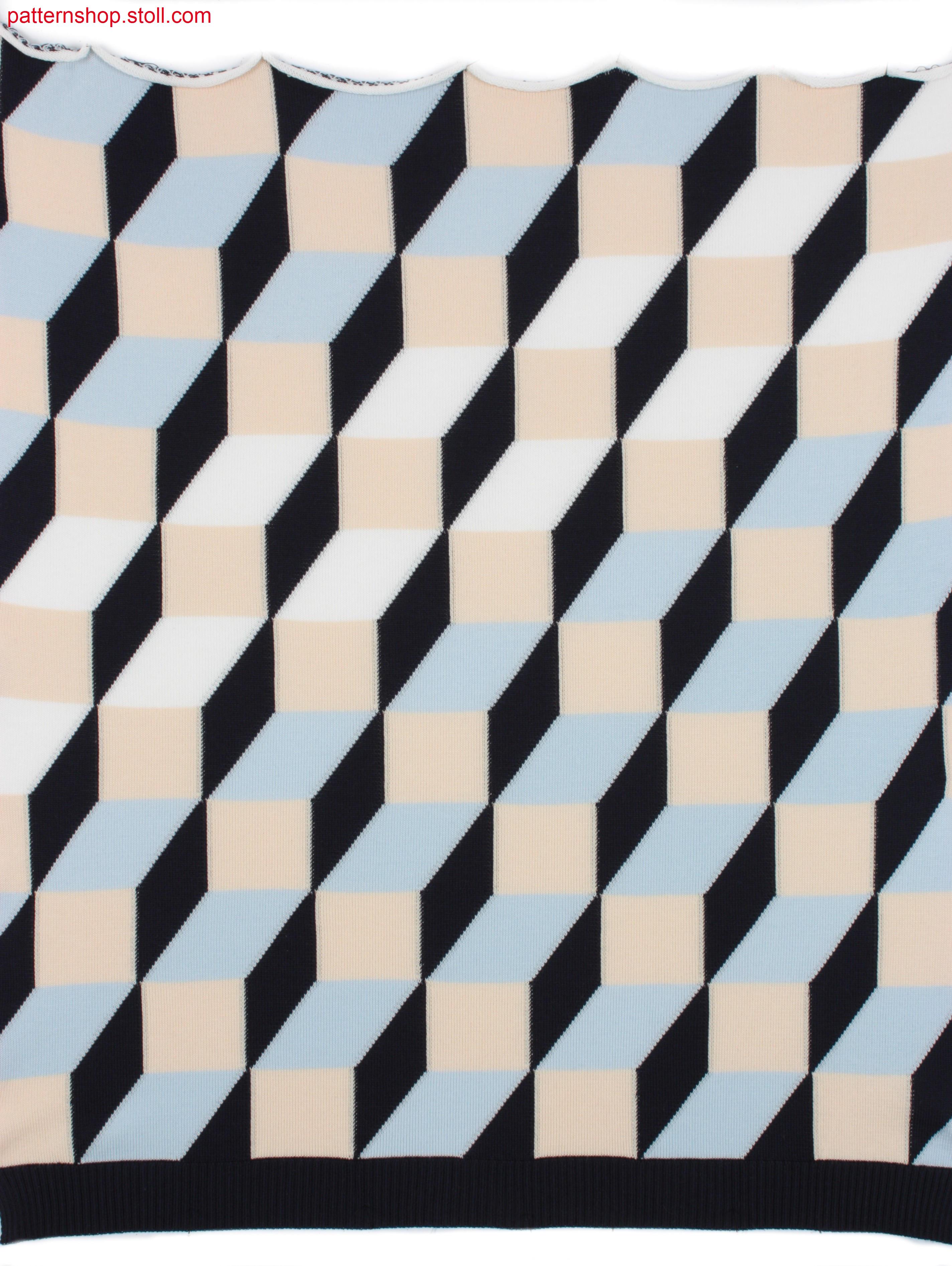 Intarsia pattern in 3d op-art with 29(31) yarn carriers / Intarsiamuster in 3D Op-Art mit 29(31) Fadenf