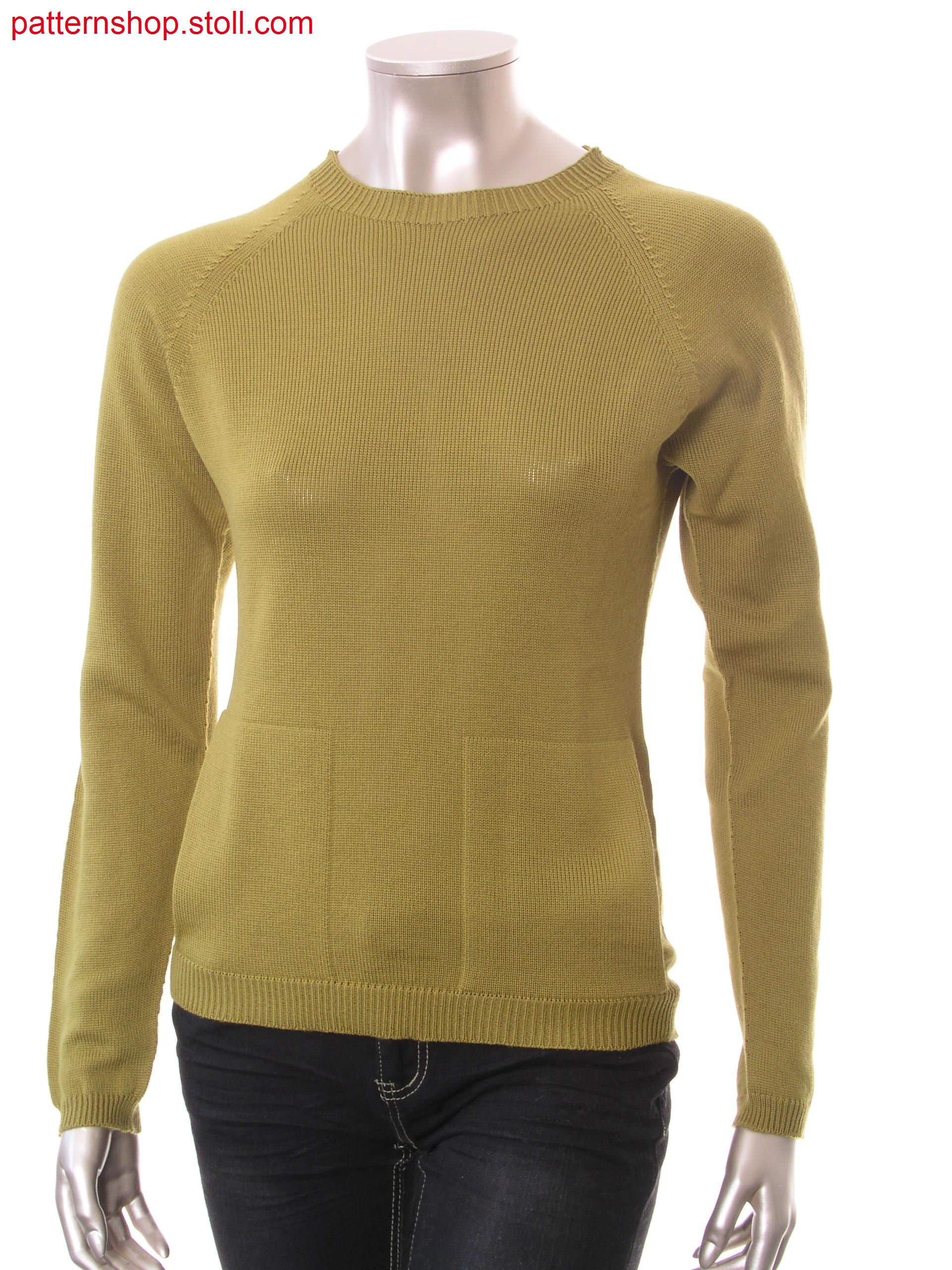 Raglan pullover with patch side slit pockets / Raglanpullover mit aufgesetzten seitlichen Schubtaschen