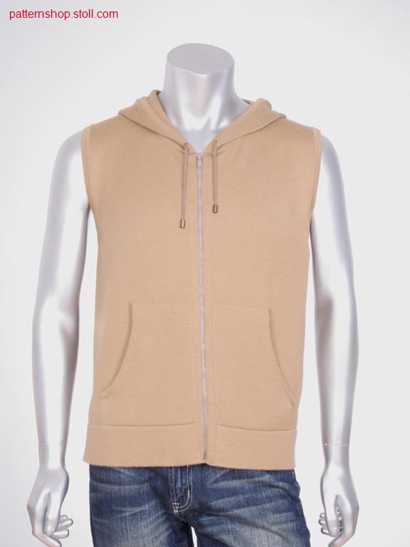 FF-jersey waistcoat with hood / FF-Rechts-Links Weste mit Kapuze