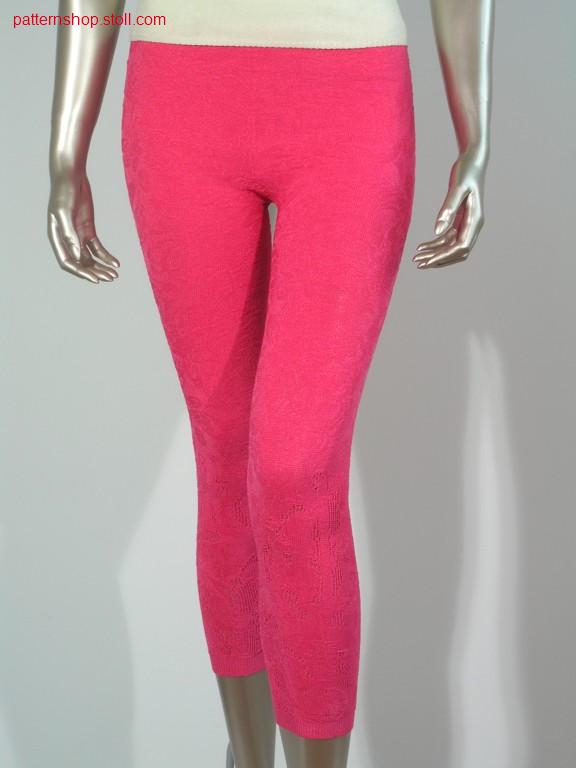 Jersey leggings with floral pattern in pointelle-LL / Rechts-Links Leggings mit Blumenmuster in Petinet-LL