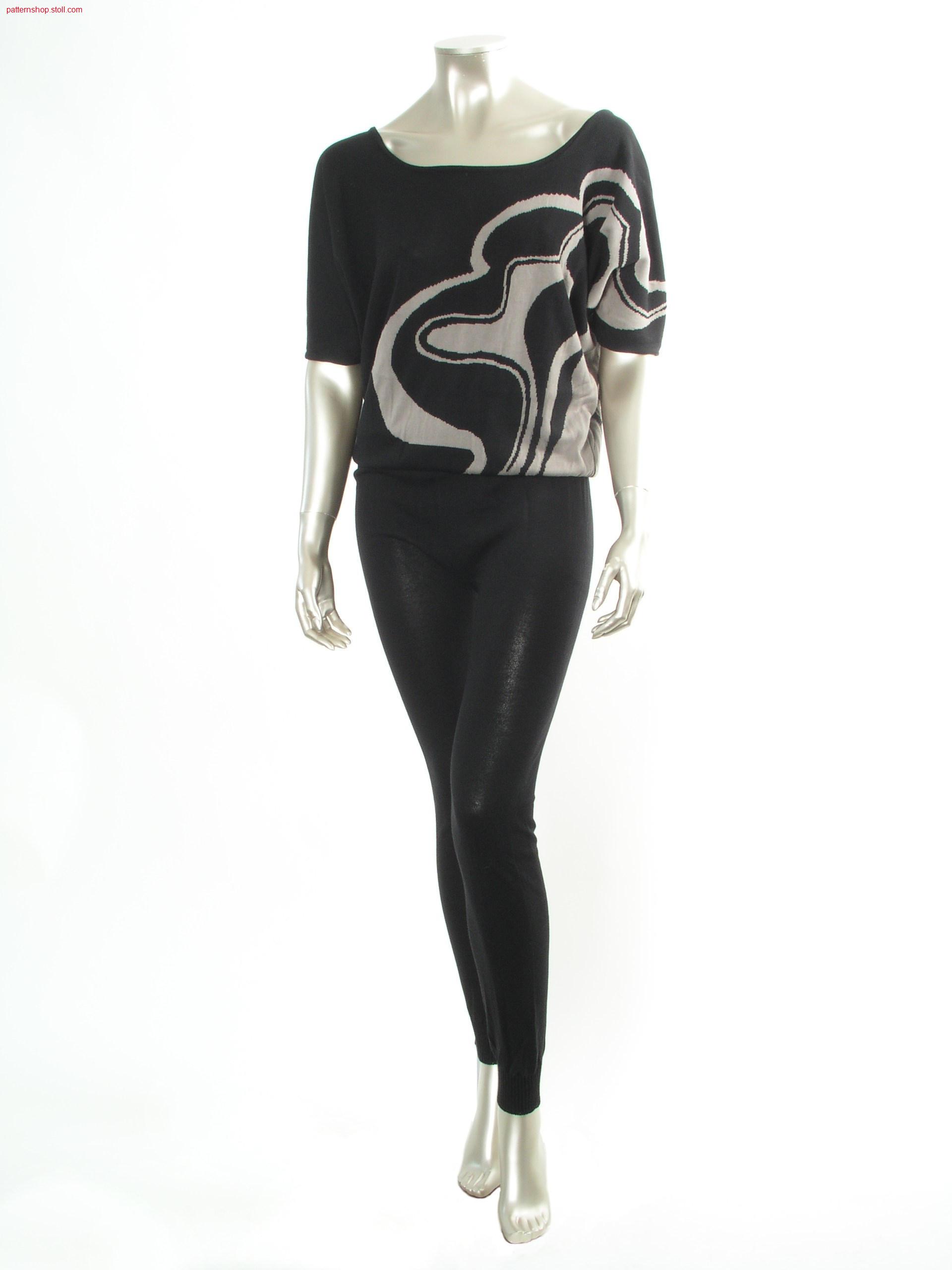 Cat suit in jersey and 2-colour intarsia-jacquard / Catsuit in Rechts-Links und 2-farbigem Intarsia-Jacquard