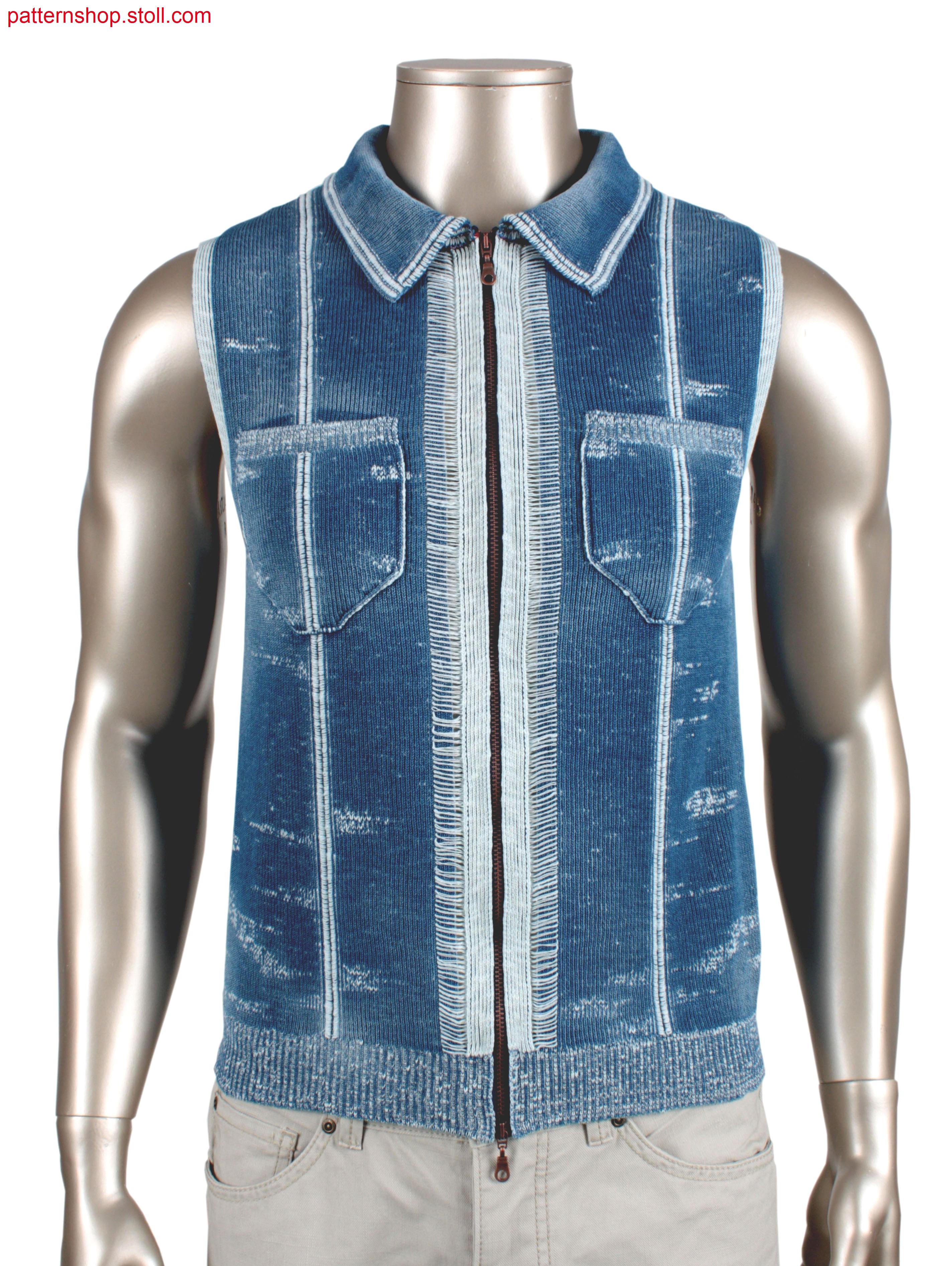 Fully Fashion waistcoat in 1x1 rib tuck structure / Fully Fashion Weste in 1x1 Ripp-Fangstruktur