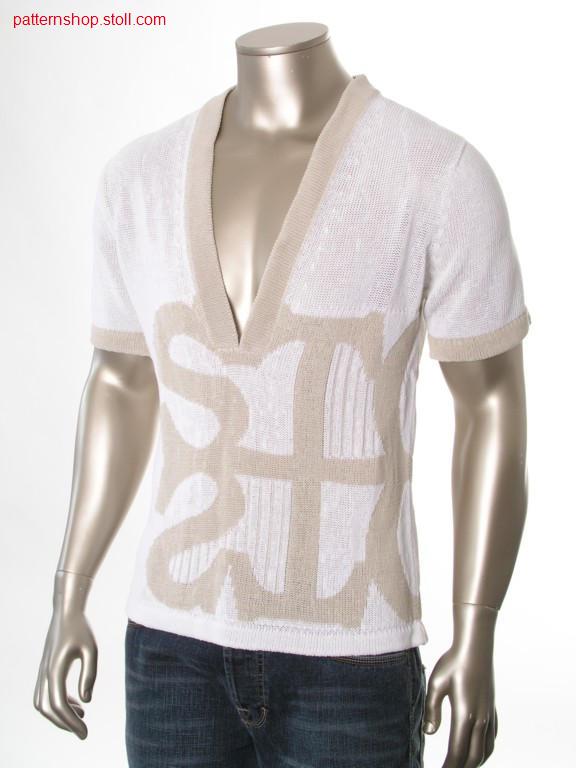 Short-sleeved pullover with 2-colour jacquard motif / Kurzarmpullover mit 2-farbigem Jaquardmotiv