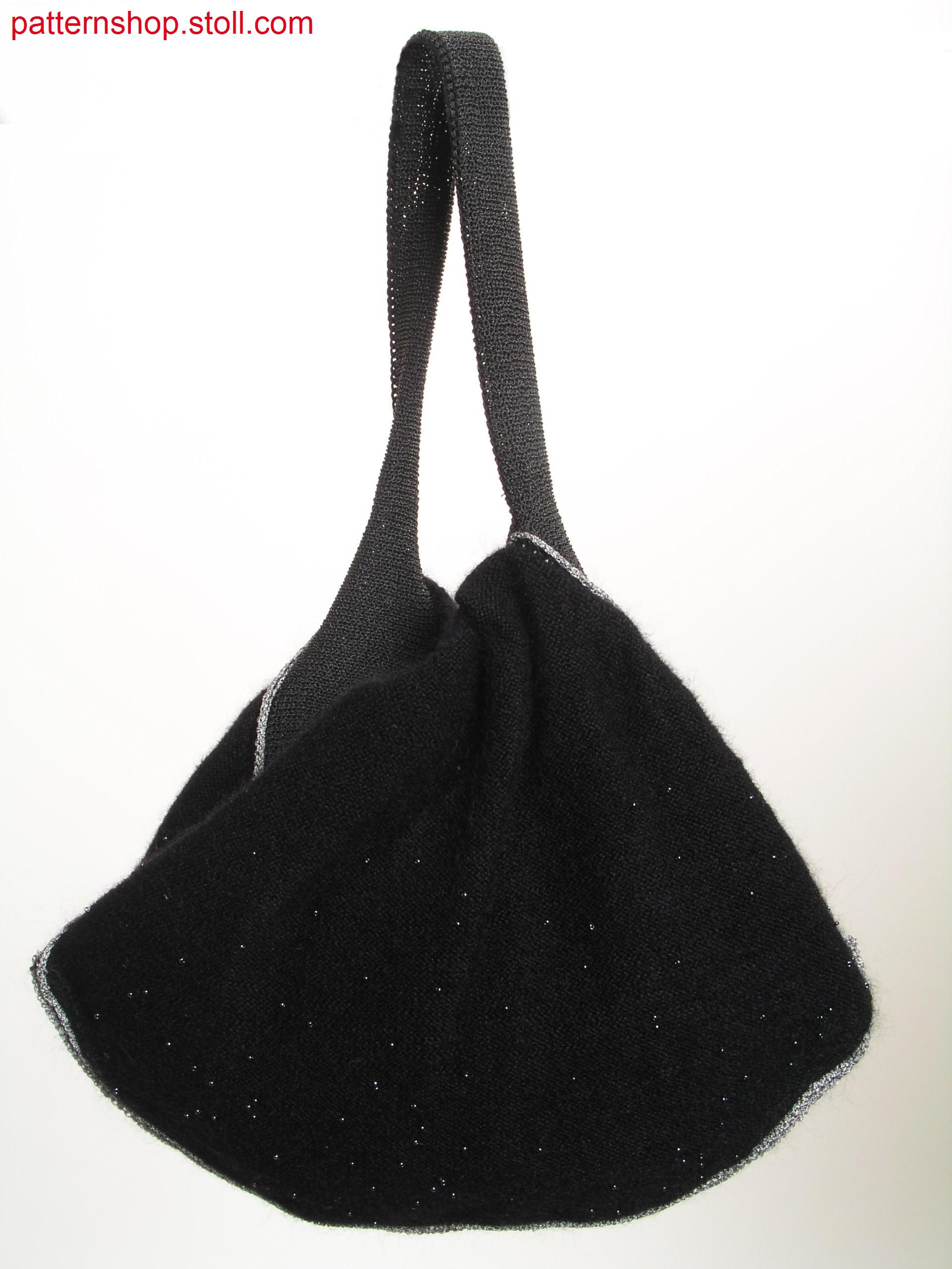 Gored hand-bag in ringed-plated jersey / Gespickelte Handtasche in geringelt-plattiertem Rechts-Links