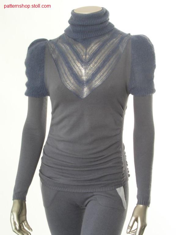 Fitted and gathered jersey pullover with puff sleeves / Taillierter und geraffter Rechts-Links Pullover mit Puff
