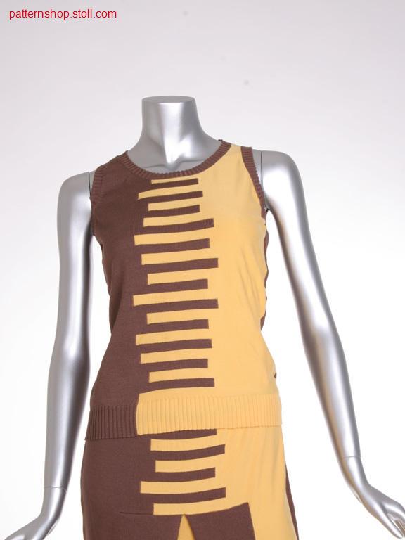 FF-intarsia jersey top with round neck / FF-Intarsia Rechts-Links Top mit Rundhals