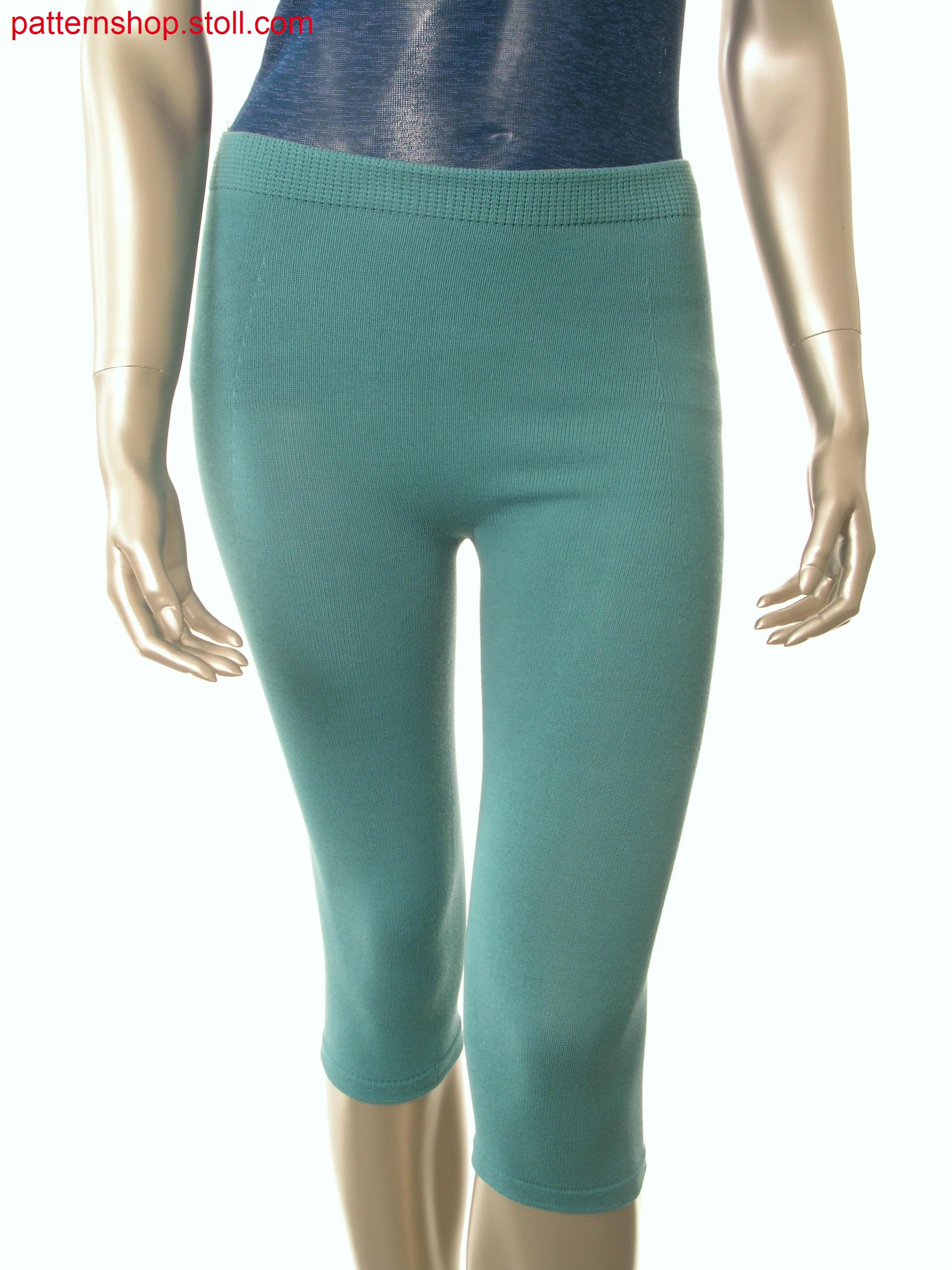 Jersey capri leggings with linked-off elastic waist / Rechts-Links Caprileggings mit abgeketteltem Dehnbund