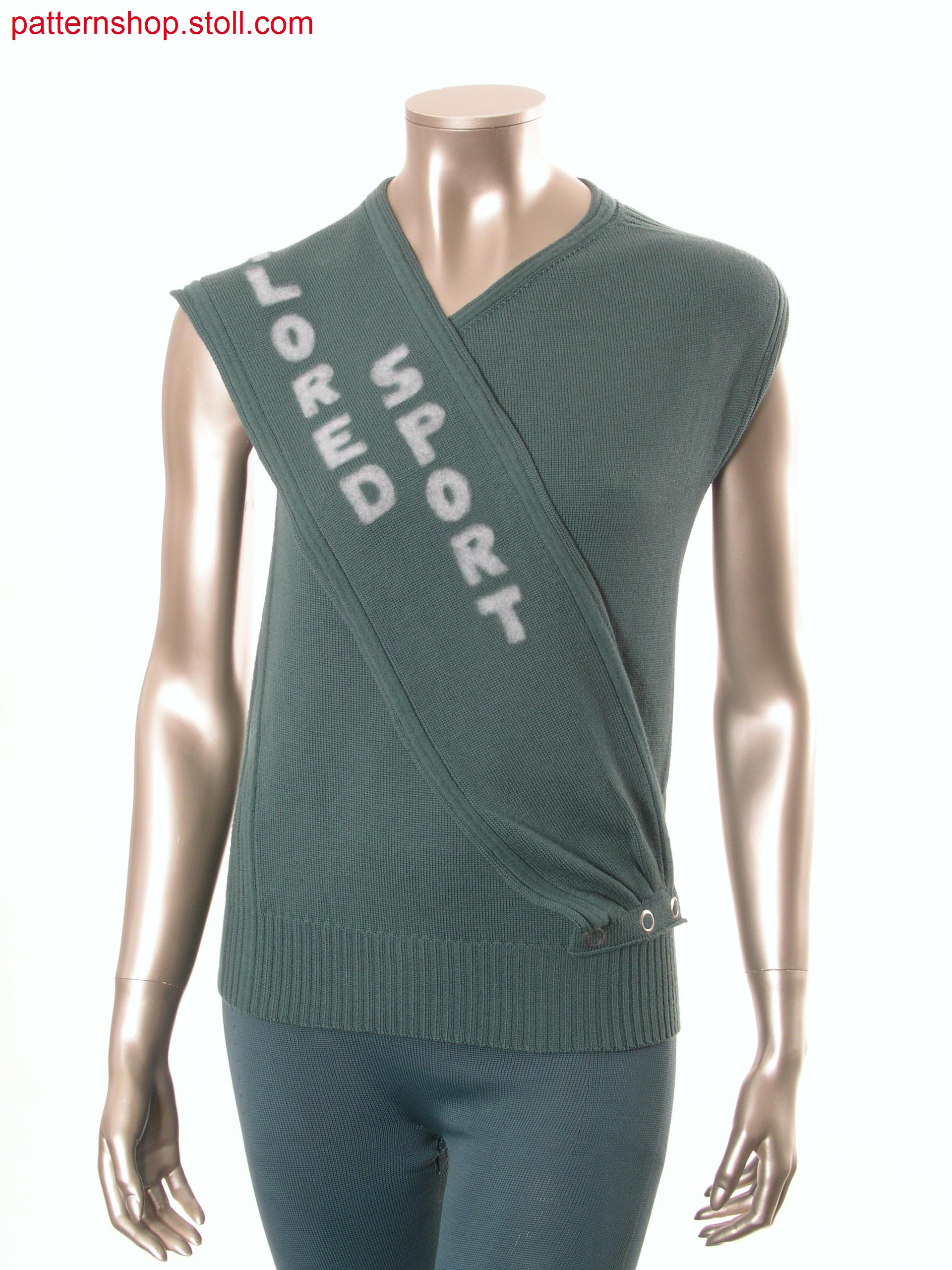 Sleeveless jersey pullover with side ribs /