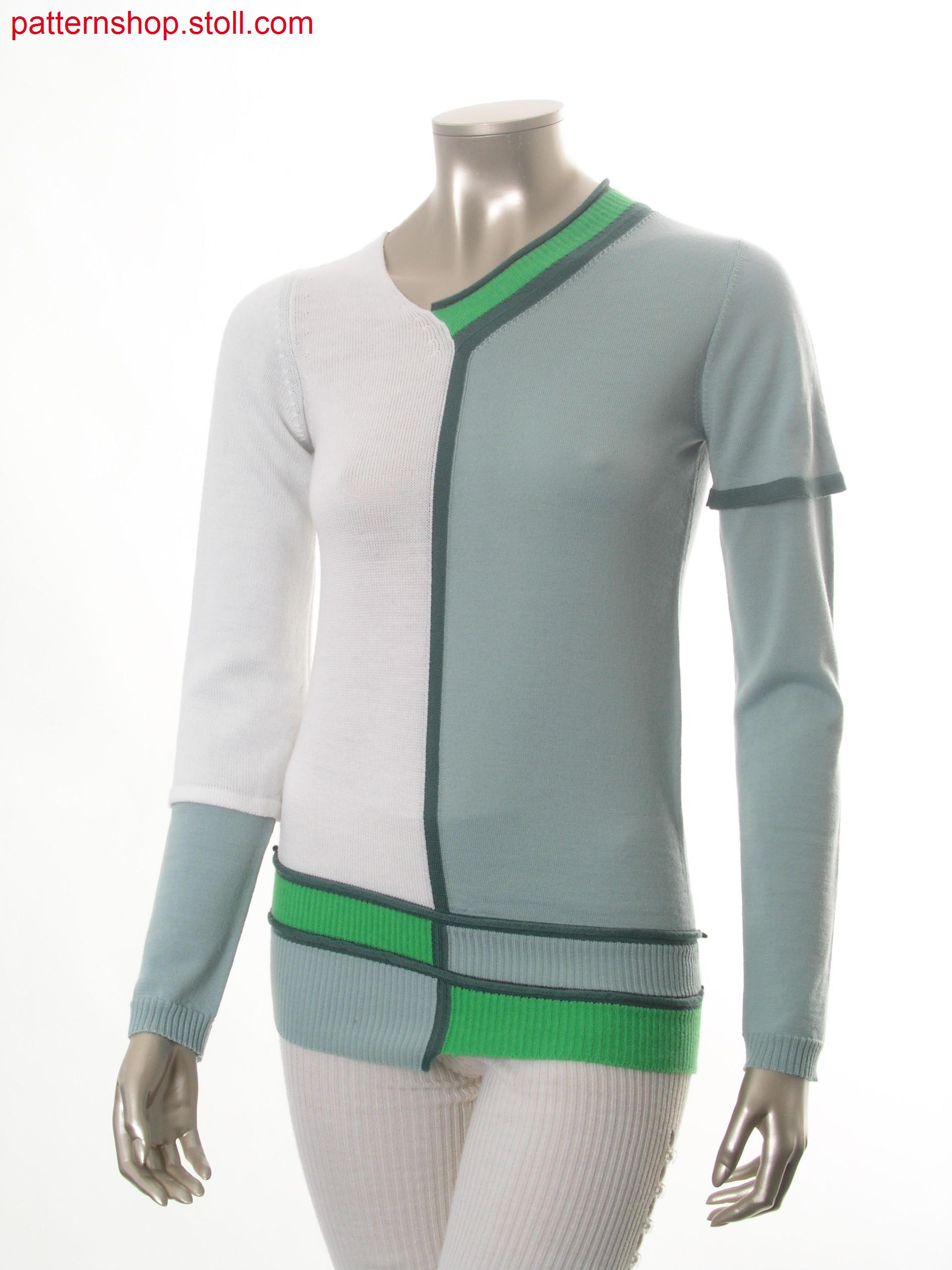 Fully Fashion-intarsia pullover with double sleeves / Fully Fashion-Intarsia Pullover mit Doppel