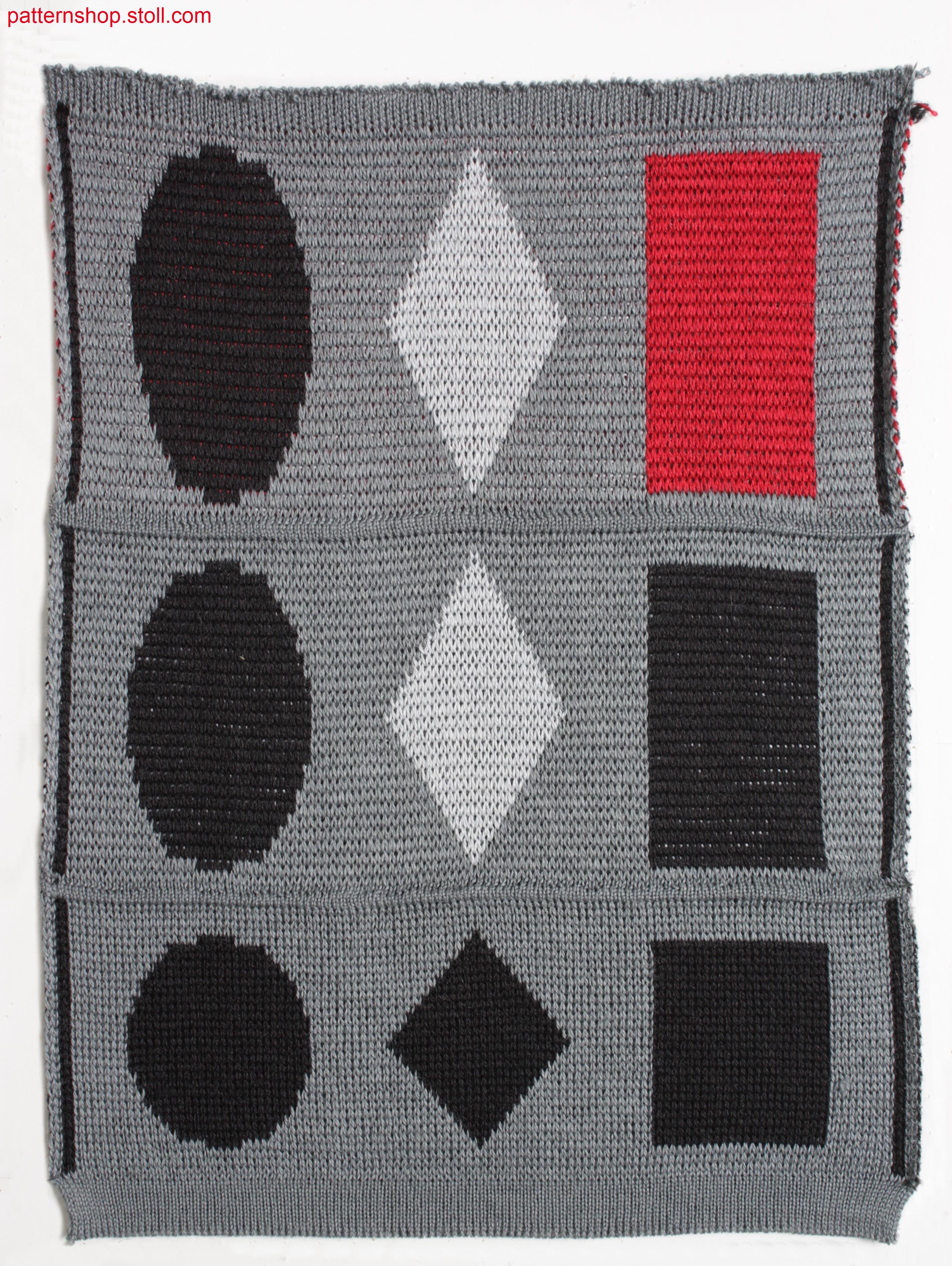 Multi-coloured jacquard fabric with striped back / Mehrfarbiges Jacquardgestrick mit Ringelr