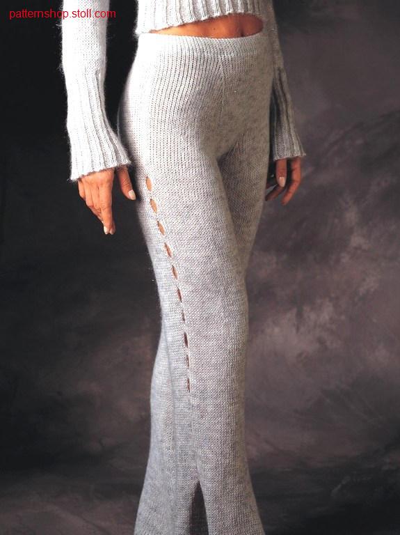 Trousers with slits.