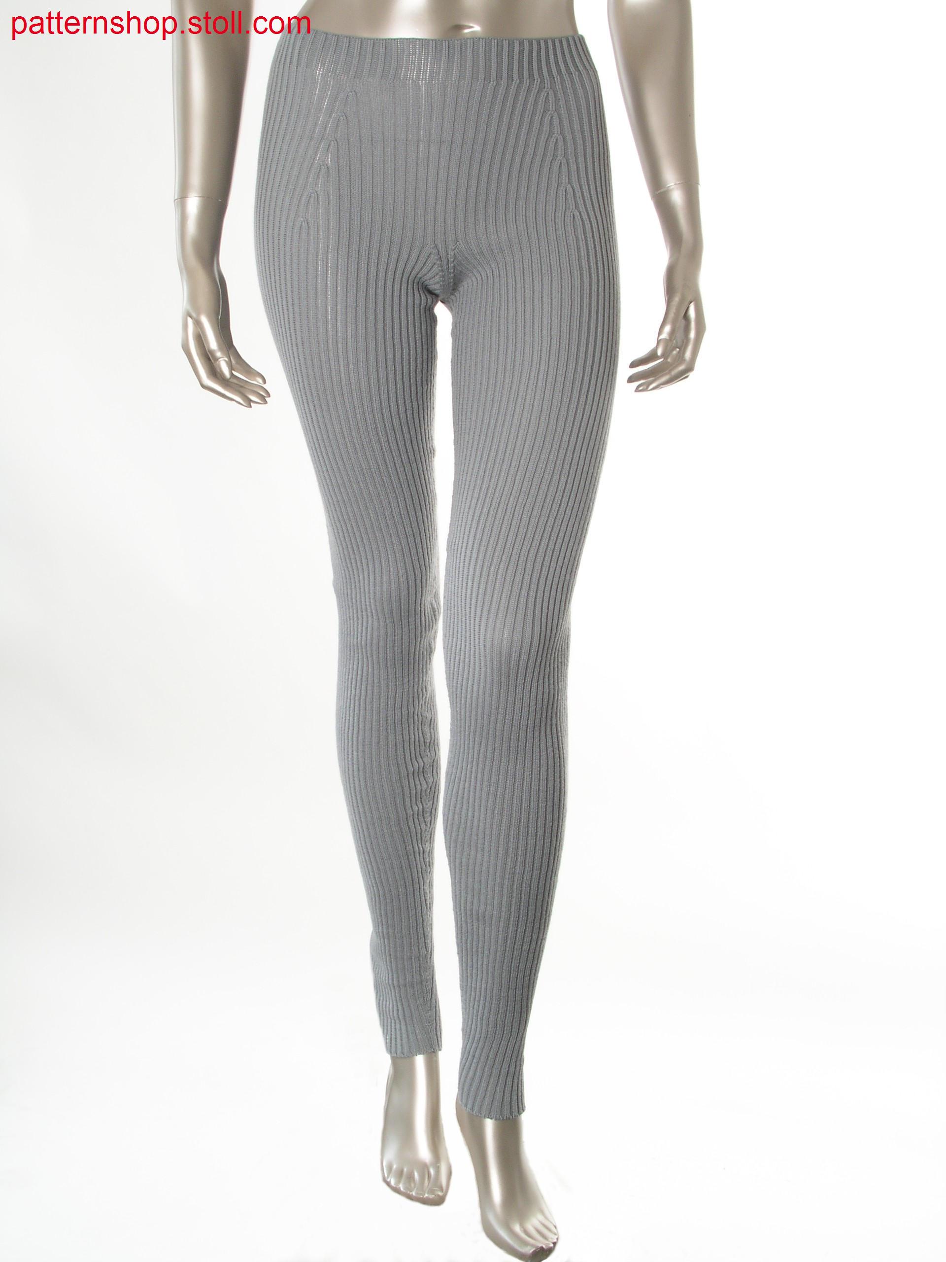 Leggings in 2x2 rib with linked-off elastic waist / Leggingsin 2x2 Rippe mit abgeketteltem Dehnbund