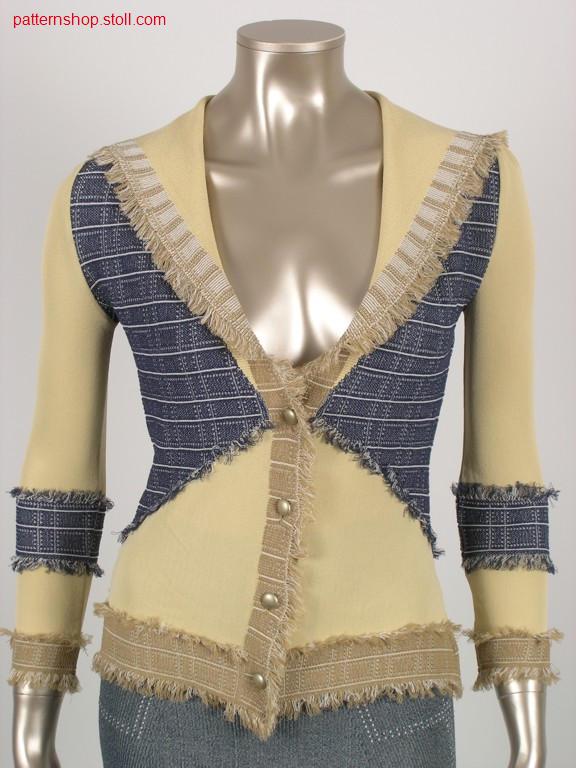 Fitted jacquard-intarsia jeans cardigan / Taillierte Jacquard-Intarsia Jeansstrickjacke